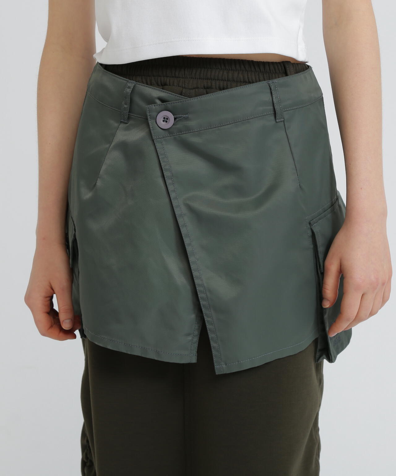 NYLON×DOUBLE KNIT LAYERED SKIRT/ナイロン×ダブルニットレイヤードスカート