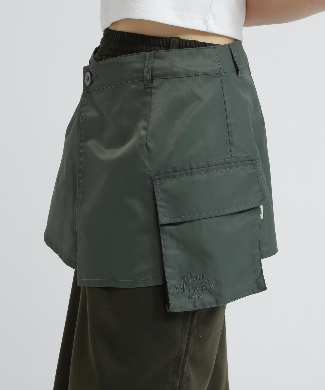 NYLON×DOUBLE KNIT LAYERED SKIRT/ナイロン×ダブルニットレイヤードスカート