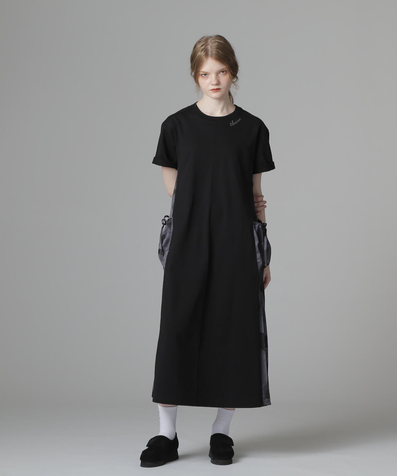 PLEATED CAMO MIX GATHER POCKET ONE PIECE/プリーツカモミックスギャザーポケットワンピース