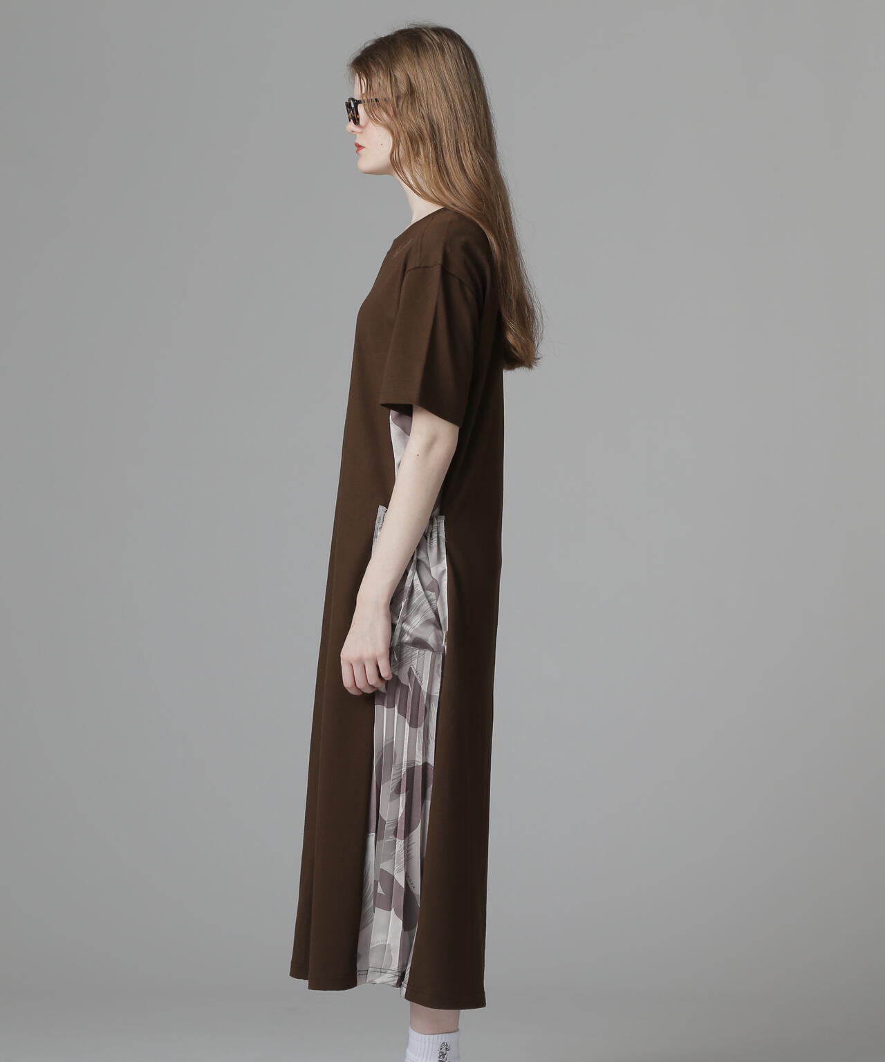 PLEATED CAMO MIX GATHER POCKET ONE PIECE/プリーツカモミックスギャザーポケットワンピース