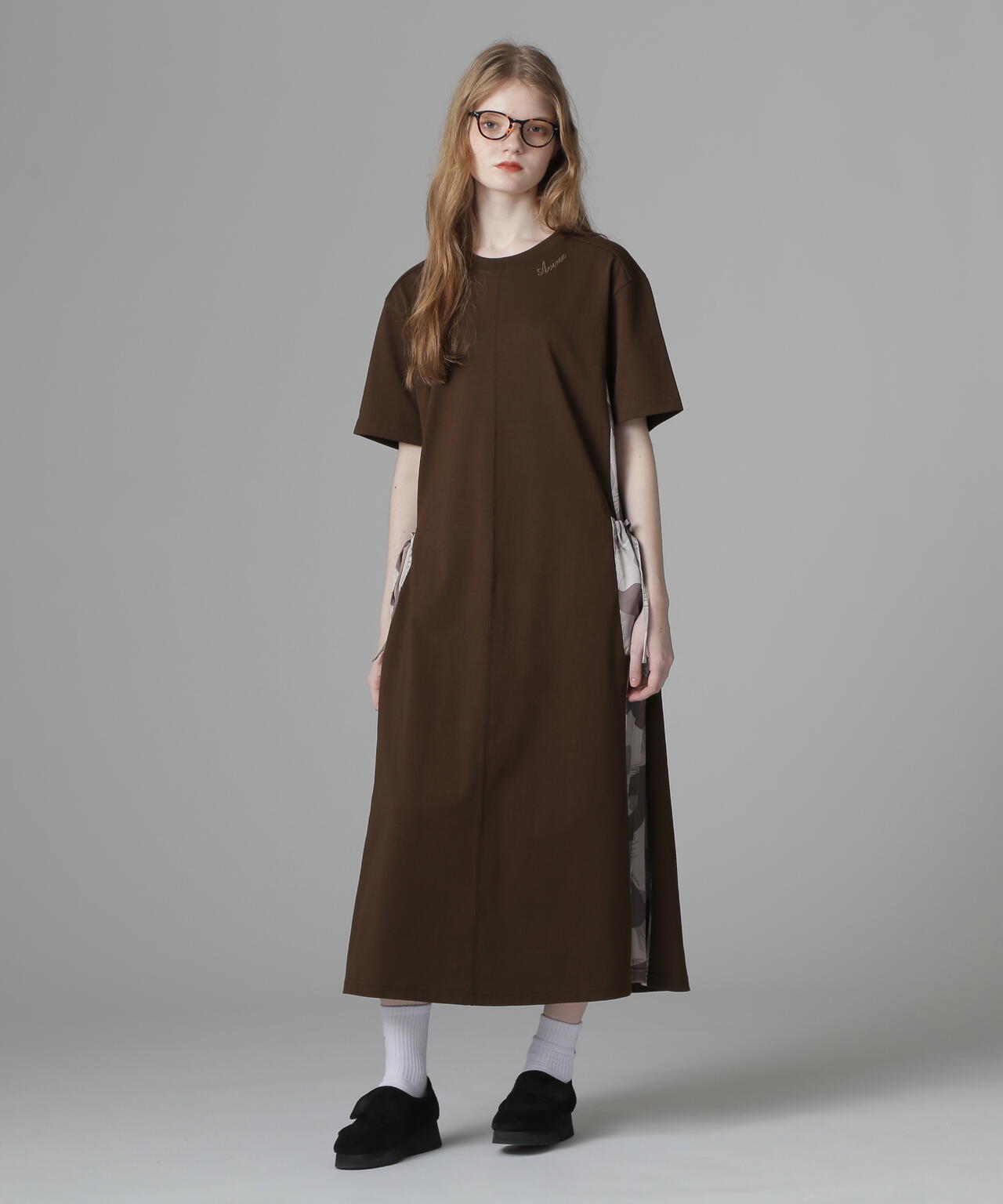 PLEATED CAMO MIX GATHER POCKET ONE PIECE/プリーツカモミックスギャザーポケットワンピース