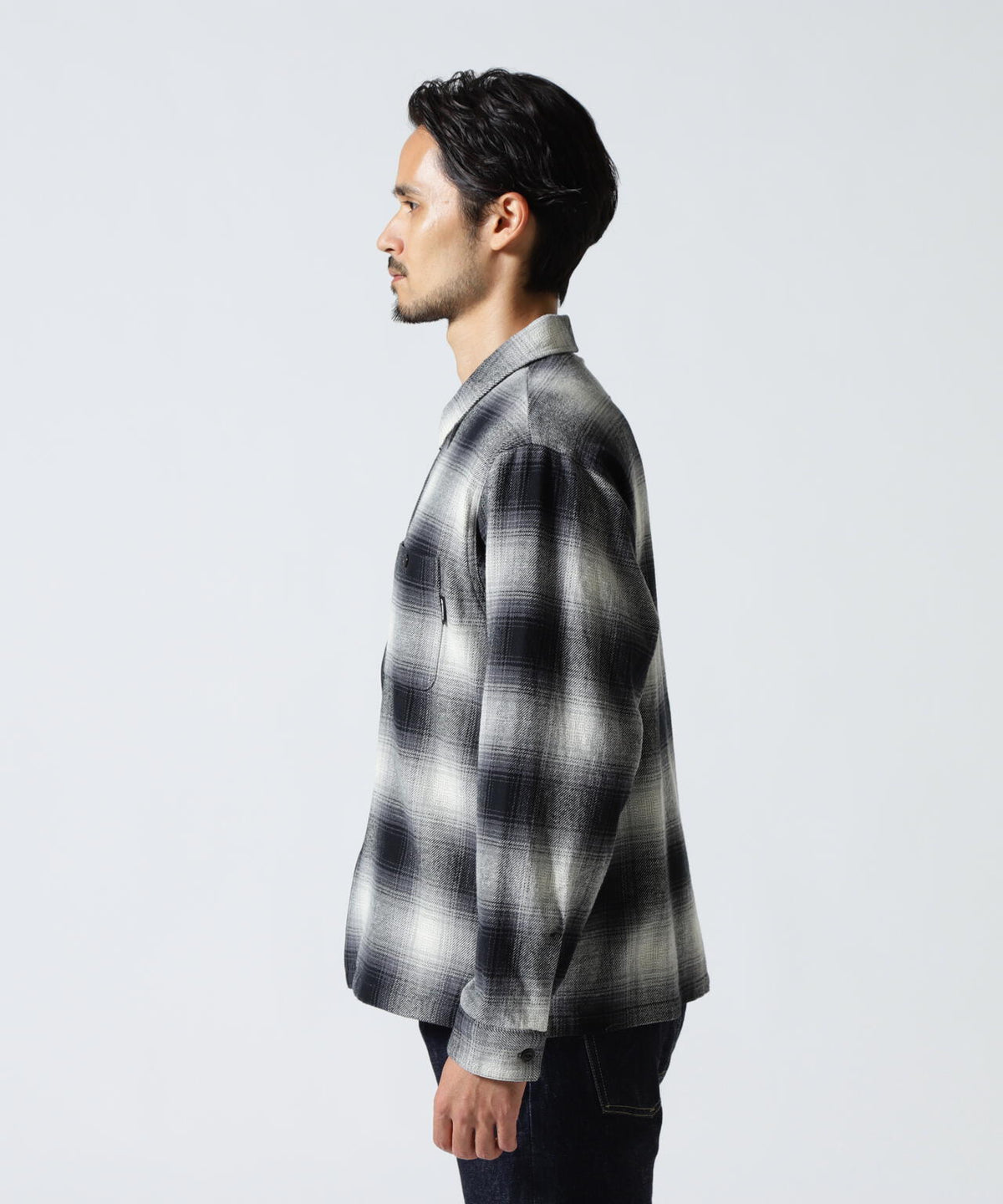 OMBRE CHECK ZIP UP SHIRT