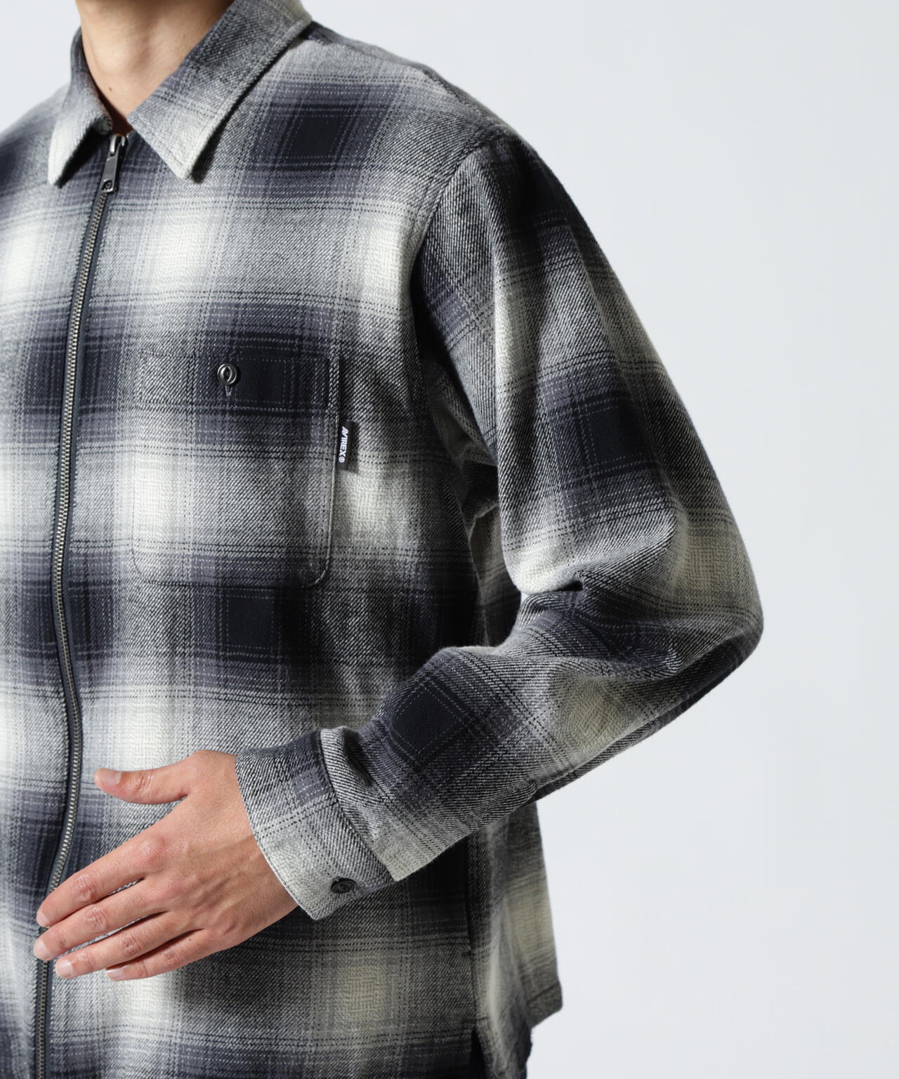 OMBRE CHECK ZIP UP SHIRT