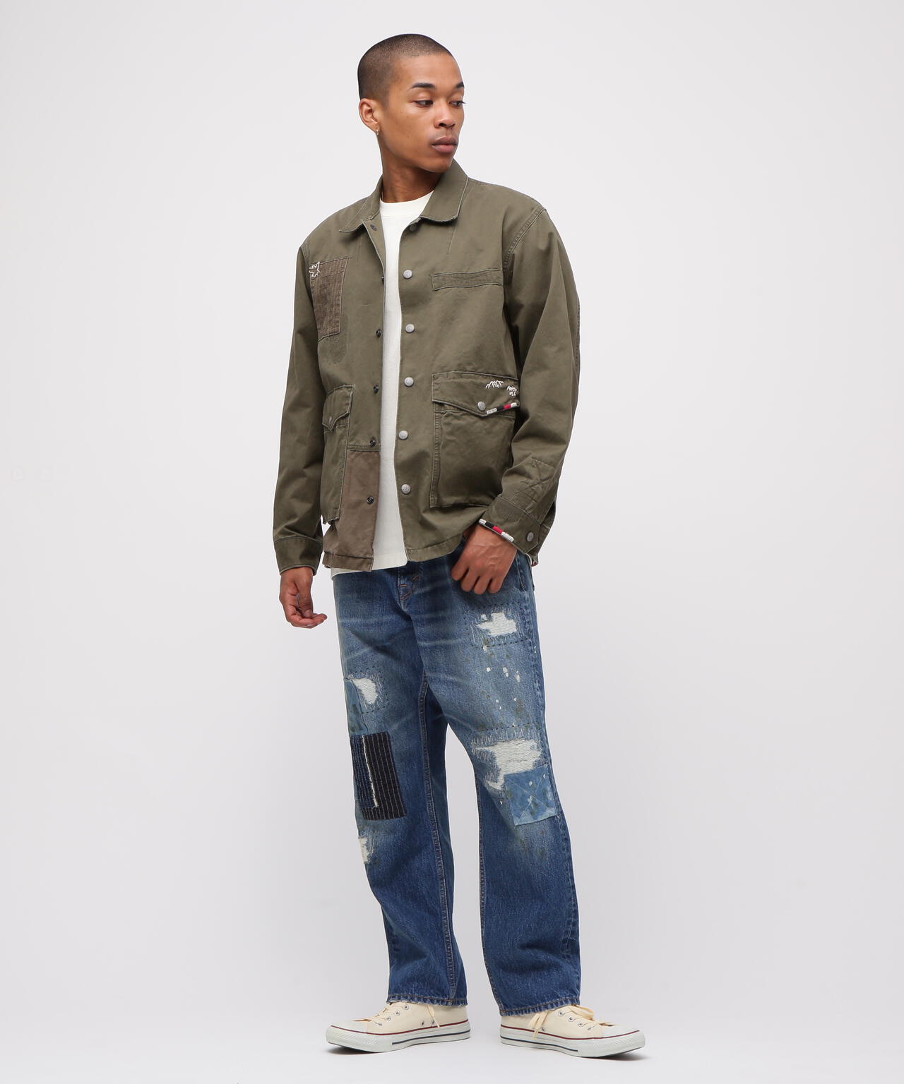 《RESTORE COLLECTION》REPAIR CUSTOM & EMB UTILITY SHIRT JACKET