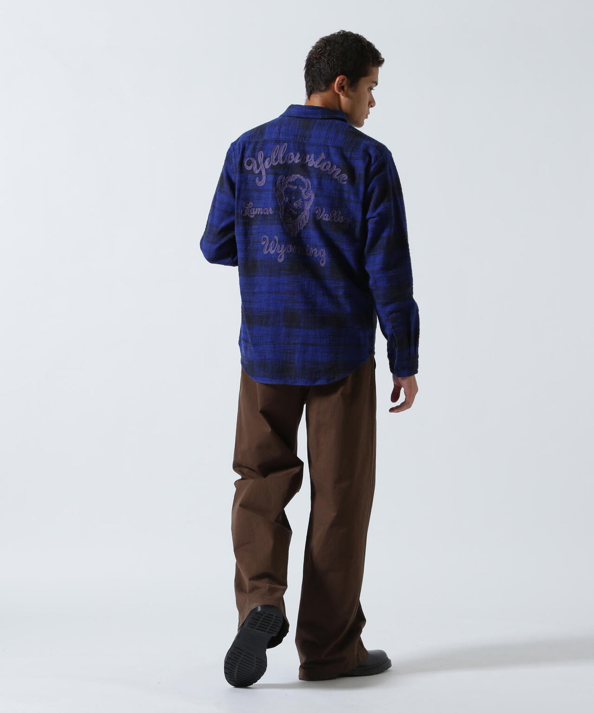 BLEACH WASHED NEP CHECK SHIRT ”YELLOW STONE”