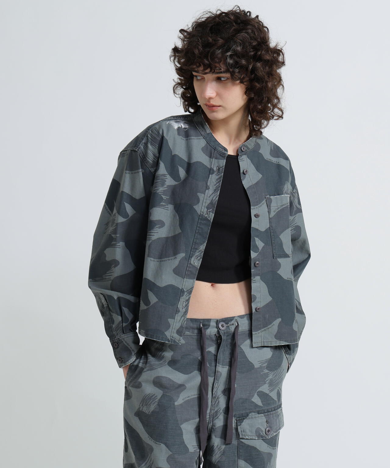 《WOMAN》CAMOUFLAGE SHORT SHIRTS/カモフラージュショートシャツ