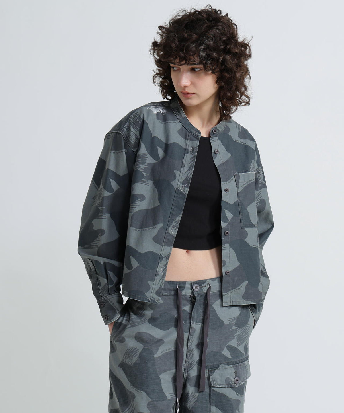 《WOMAN》CAMOUFLAGE SHORT SHIRTS/カモフラージュショートシャツ