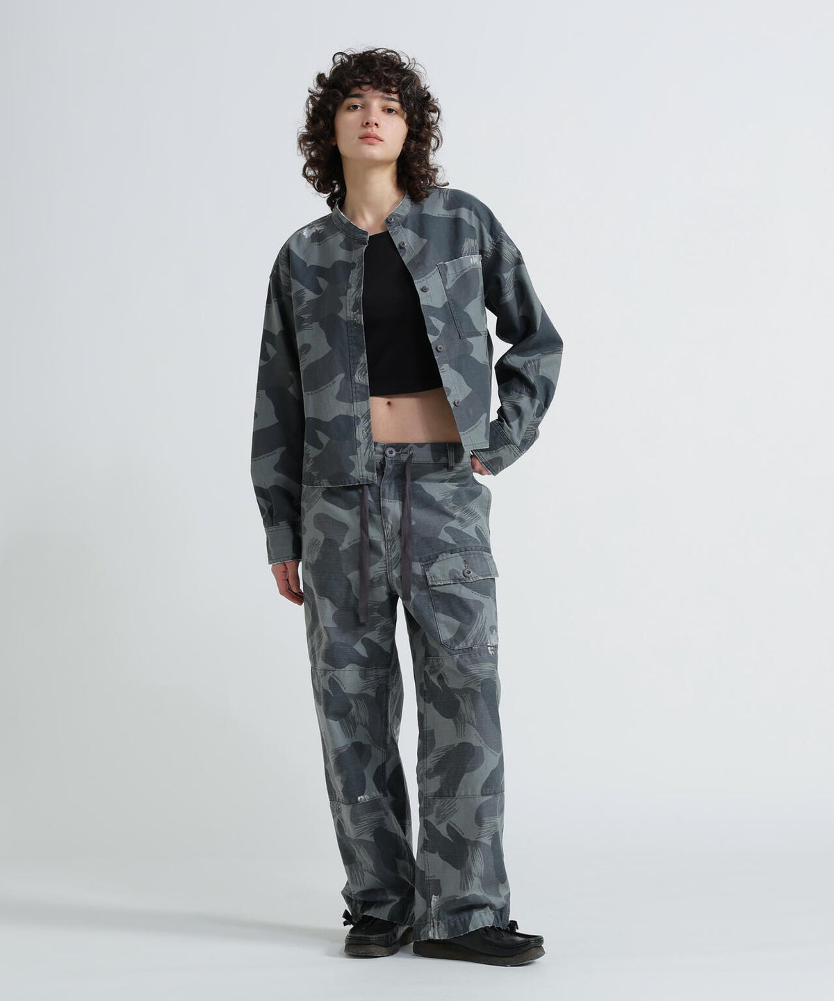 《WOMAN》CAMOUFLAGE SHORT SHIRTS/カモフラージュショートシャツ