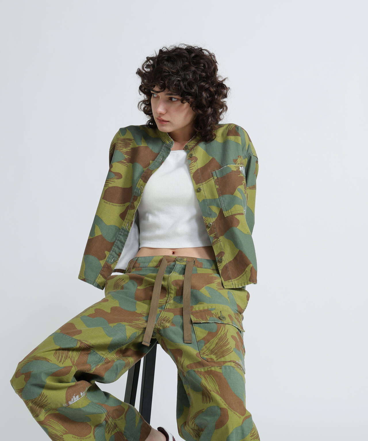 《WOMAN》CAMOUFLAGE SHORT SHIRTS/カモフラージュショートシャツ