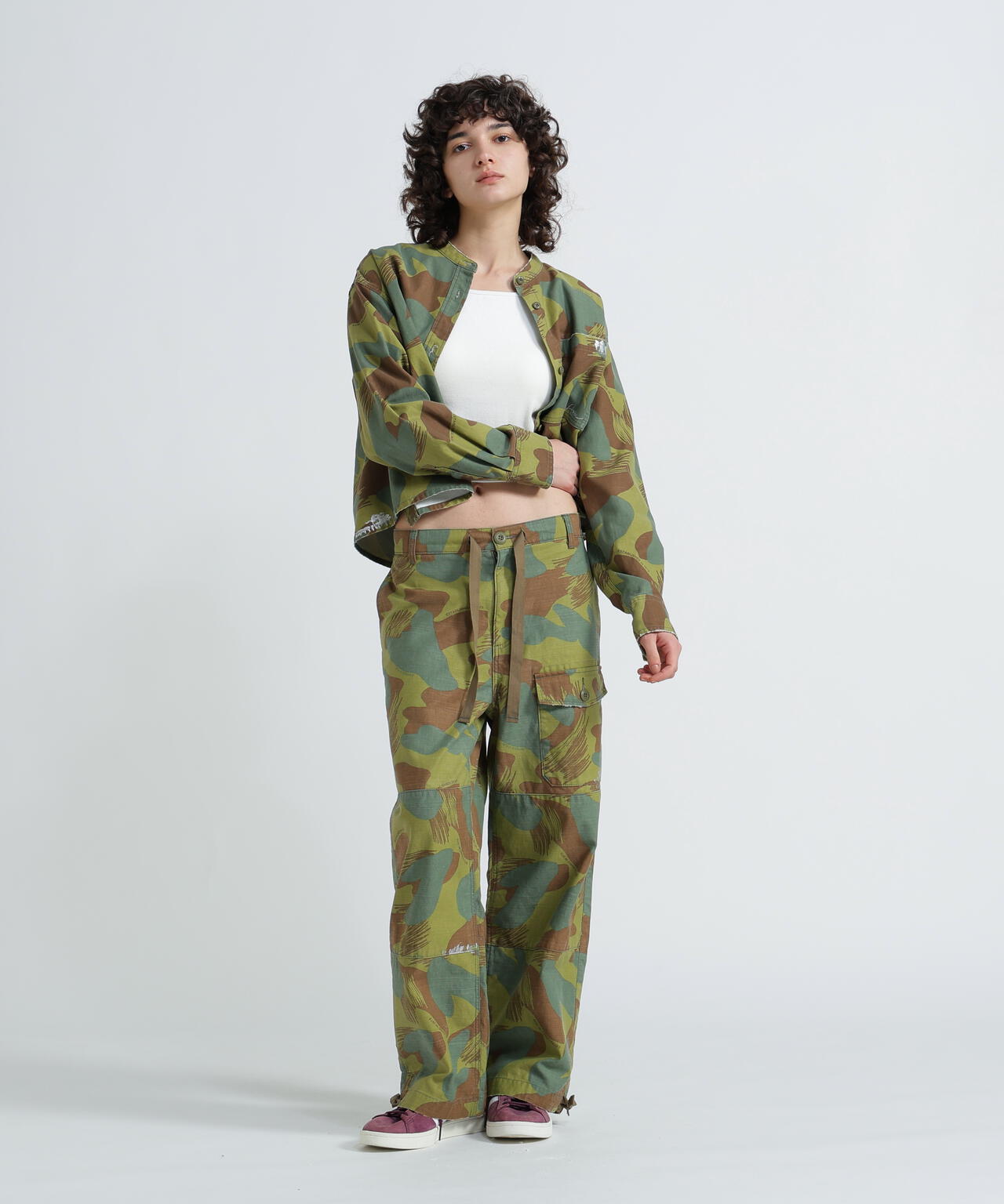 《WOMAN》CAMOUFLAGE SHORT SHIRTS/カモフラージュショートシャツ