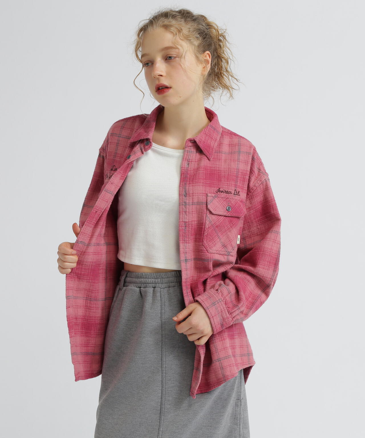 《WOMAN》EMBROIDERY CHECK SHIRT/刺繍チェックシャツ