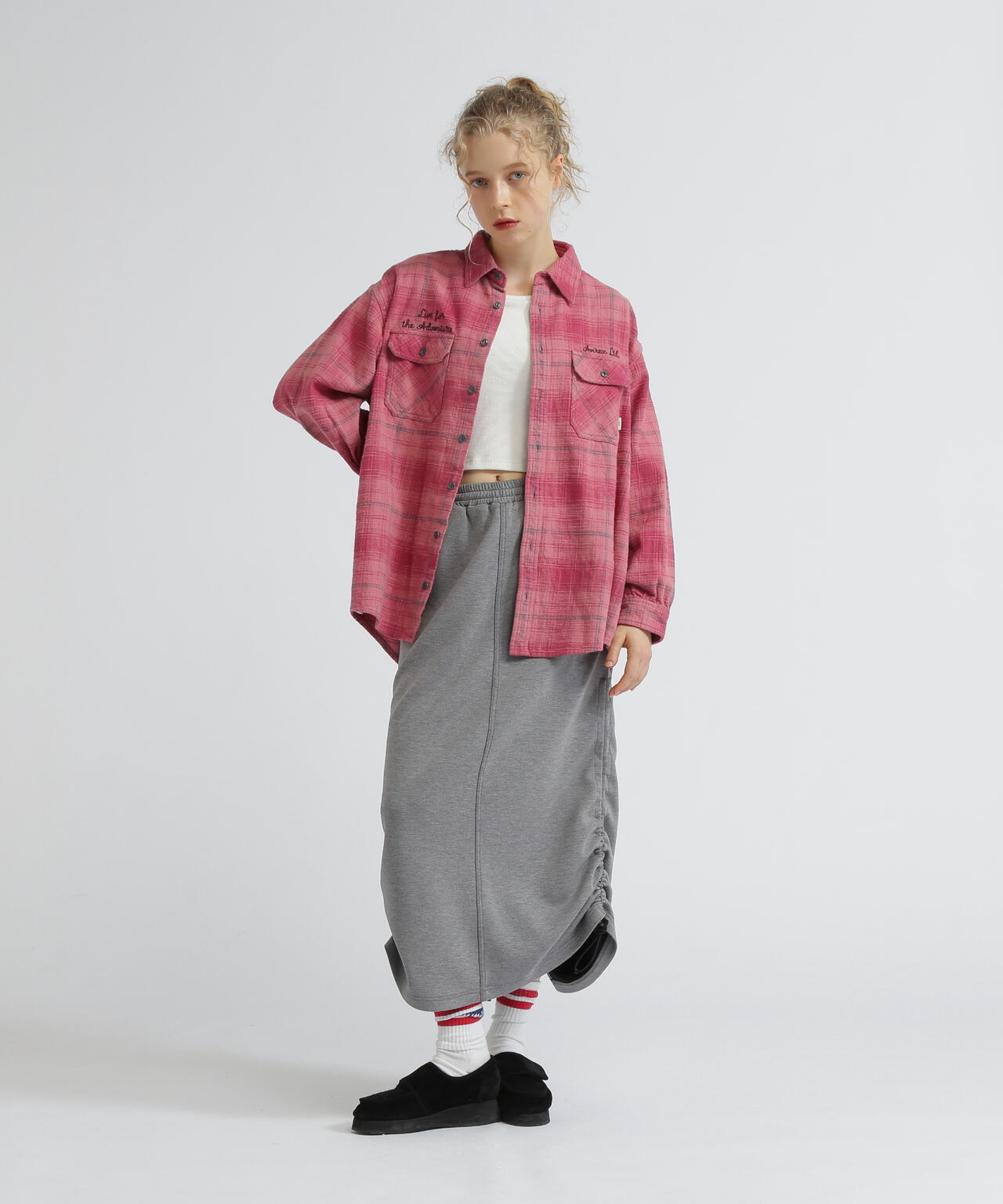 《WOMAN》EMBROIDERY CHECK SHIRT/刺繍チェックシャツ