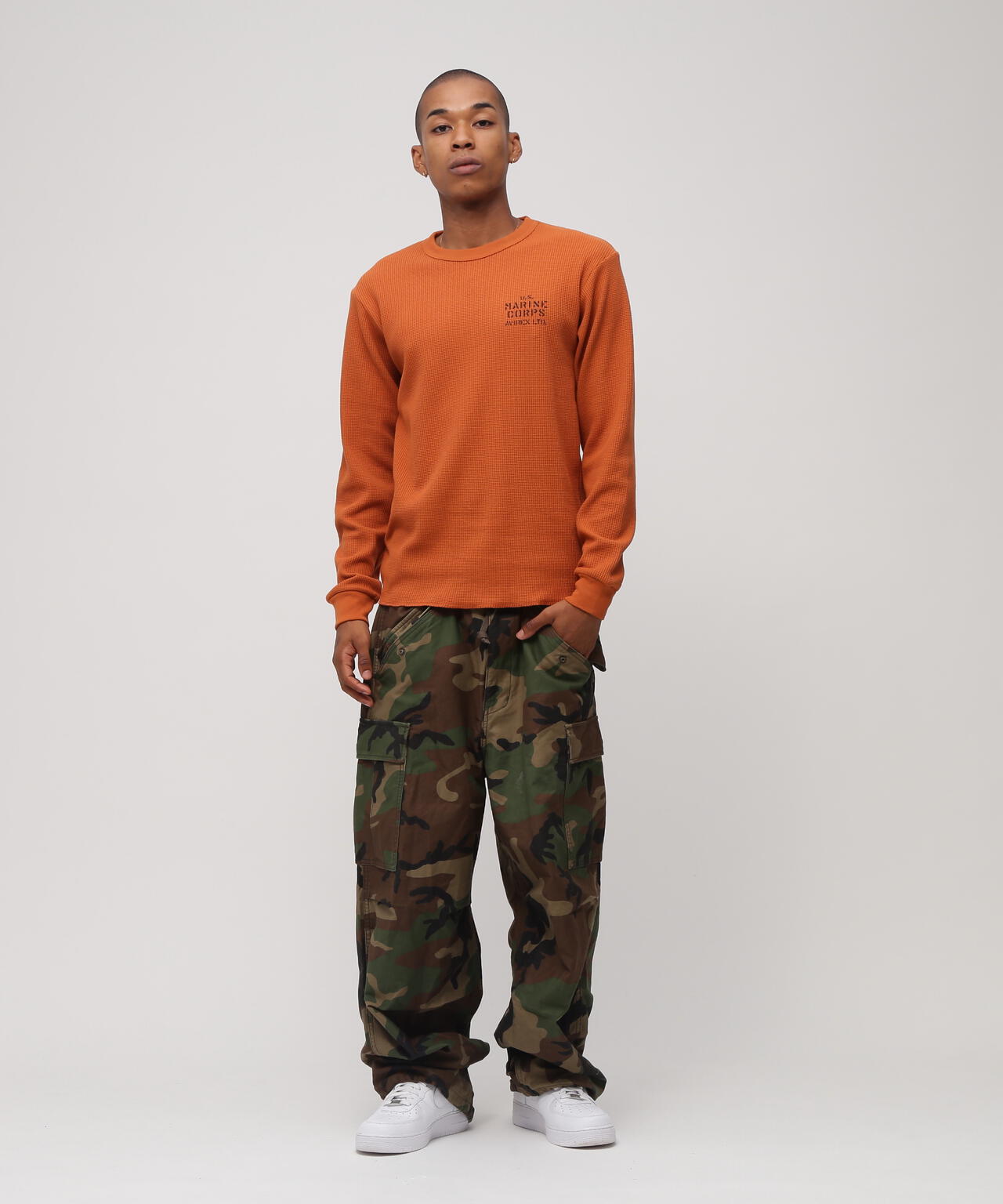 《WEB&DEPOT限定》SHEETING PATCH WAFFLE L/S T-SHIRT