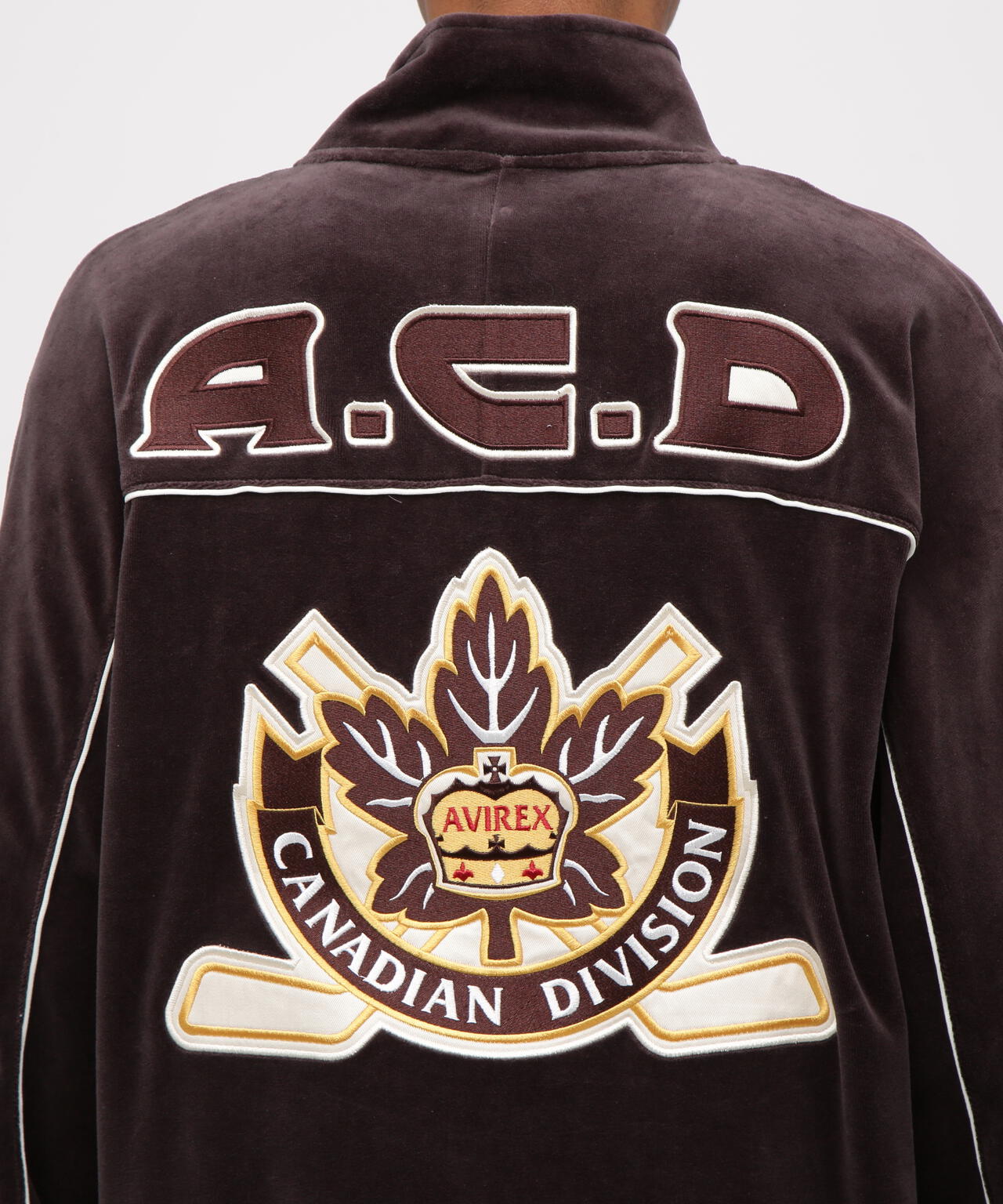 VELOUR RAGLAN SLEEVE STAND ZIP A.C.D