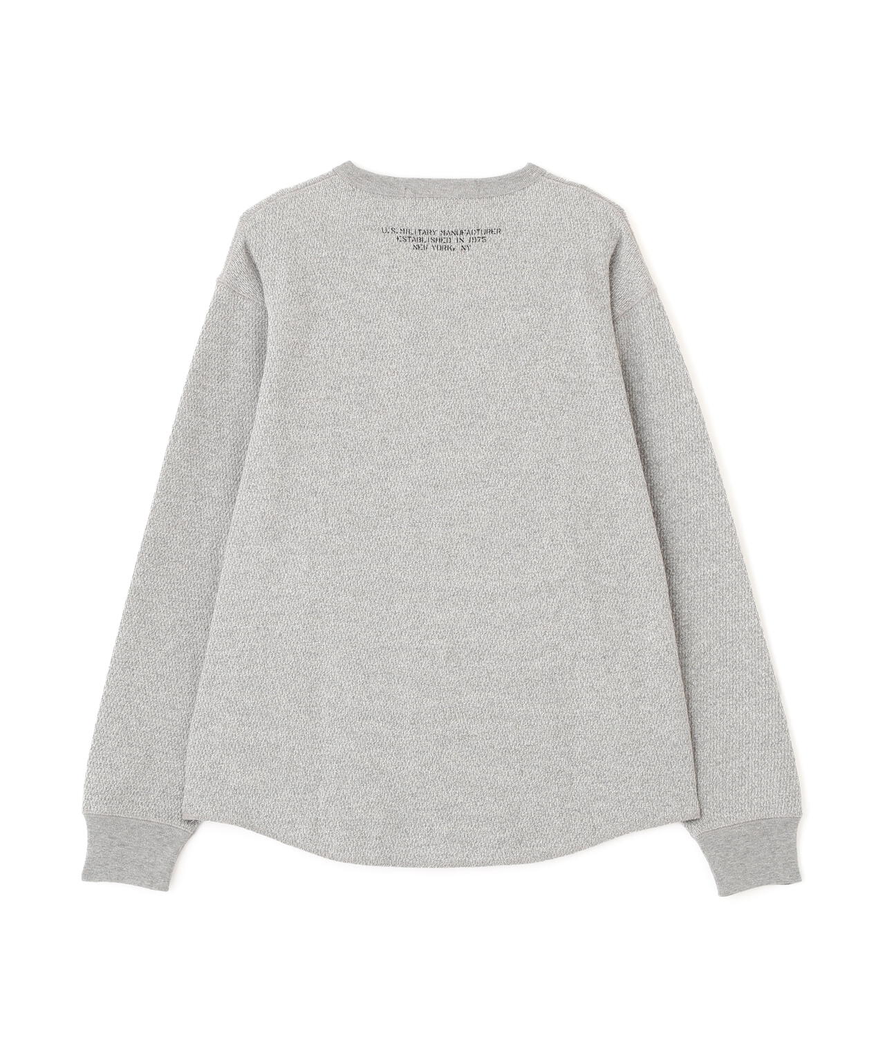 HONEYCOMB WAFFLE L/S HENLEY NECK T-SHIRT