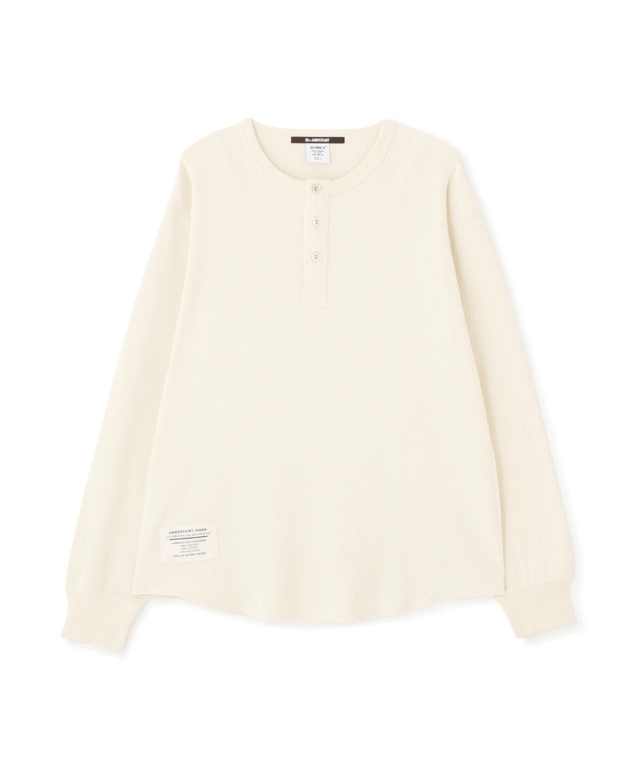 HONEYCOMB WAFFLE L/S HENLEY NECK T-SHIRT