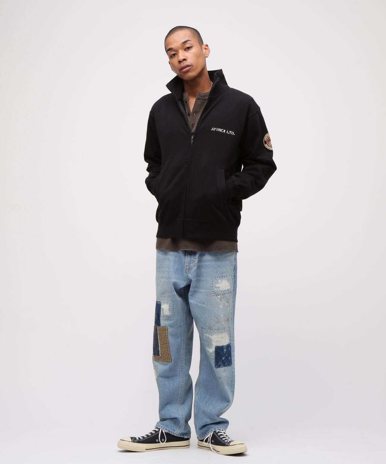 《直営店限定》CAMP LEJEUNE PATCHED STAND ZIP SWEAT