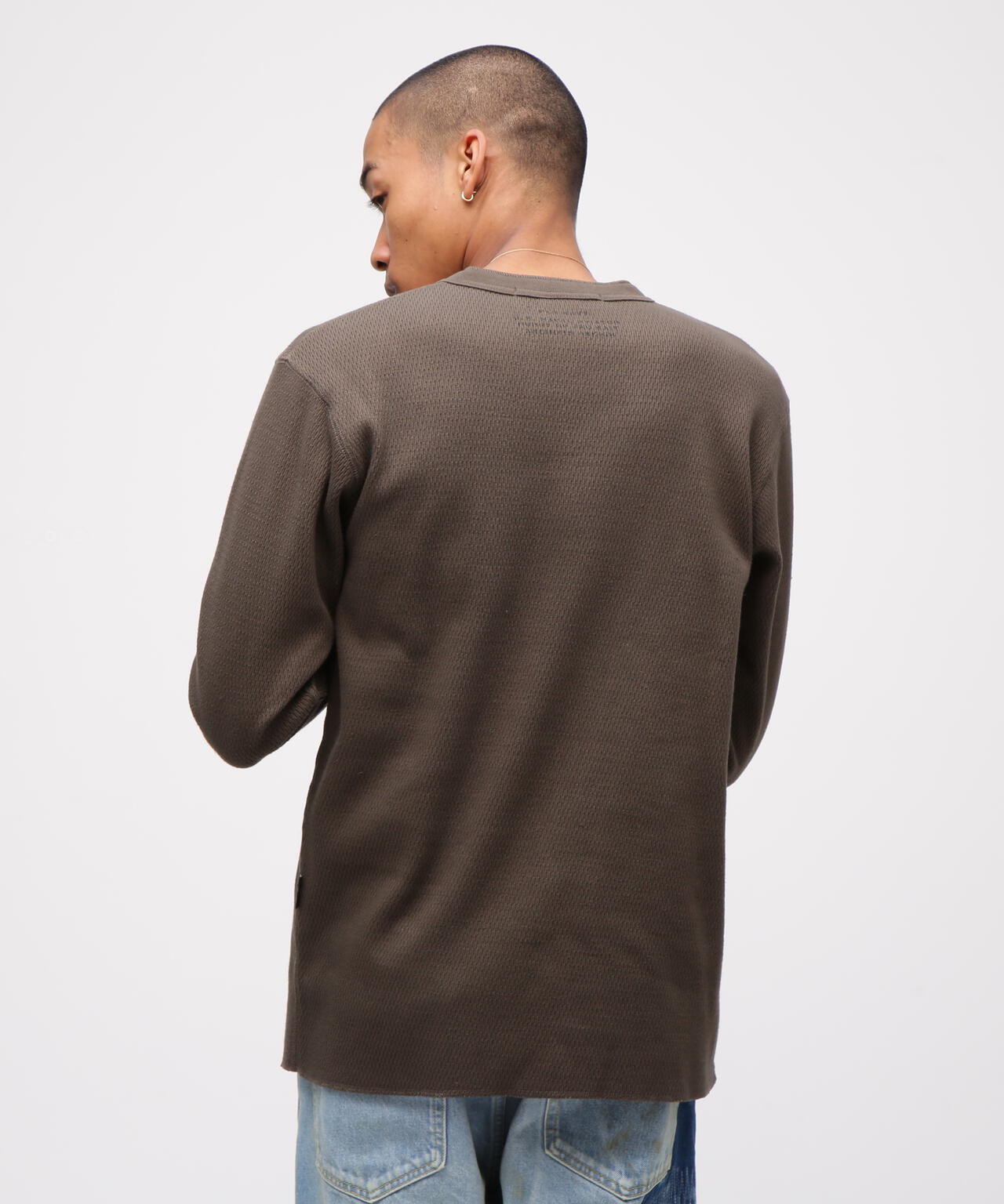 《直営店限定》HONEYCOMB WAFFLE HENRY NECK NAVAL T-SHIRT