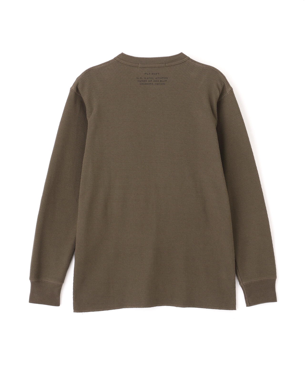 《直営店限定》HONEYCOMB WAFFLE HENRY NECK NAVAL T-SHIRT