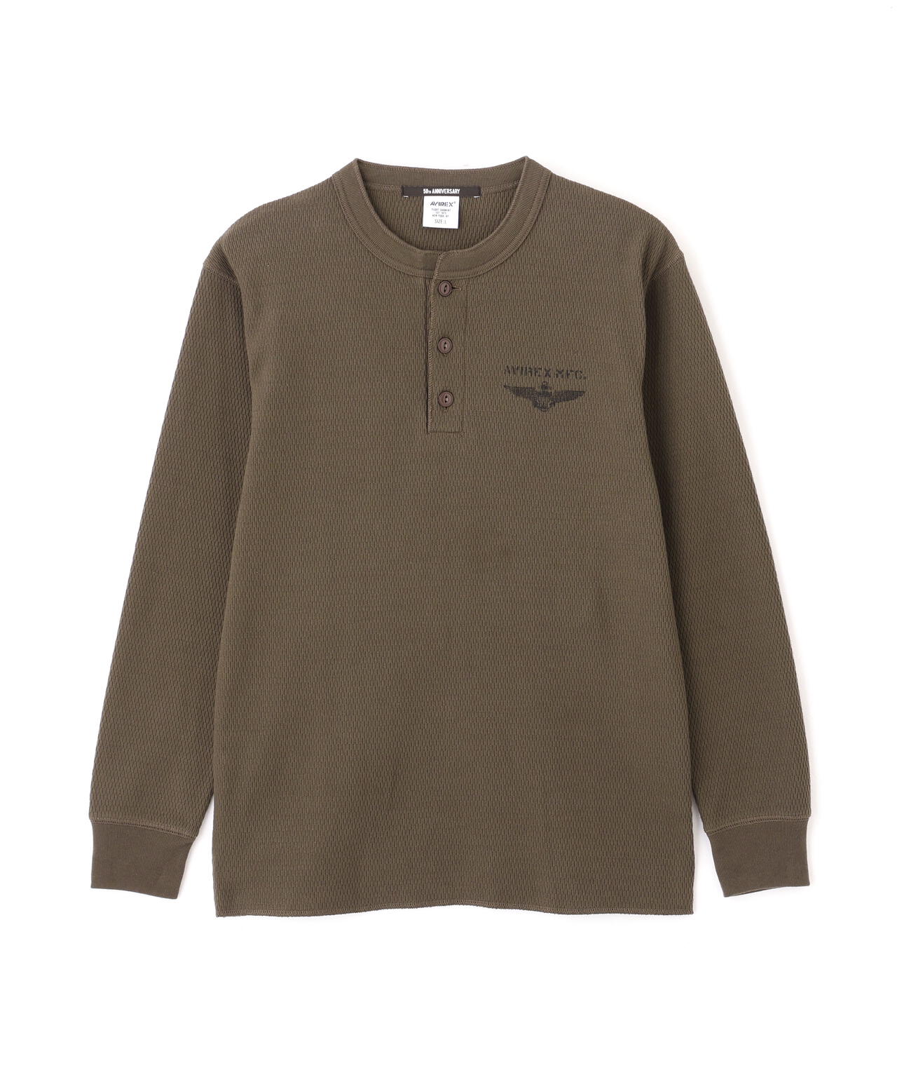 《直営店限定》HONEYCOMB WAFFLE HENRY NECK NAVAL T-SHIRT