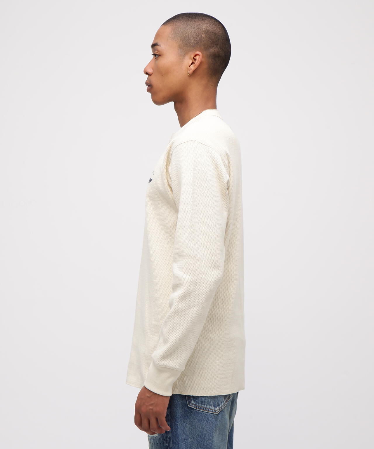 《直営店限定》HONEYCOMB WAFFLE HENRY NECK NAVAL T-SHIRT