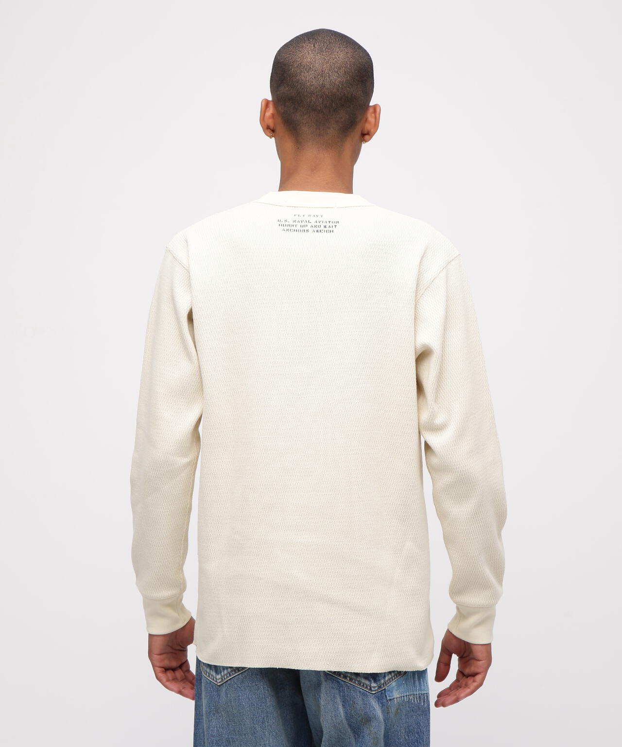 《直営店限定》HONEYCOMB WAFFLE HENRY NECK NAVAL T-SHIRT