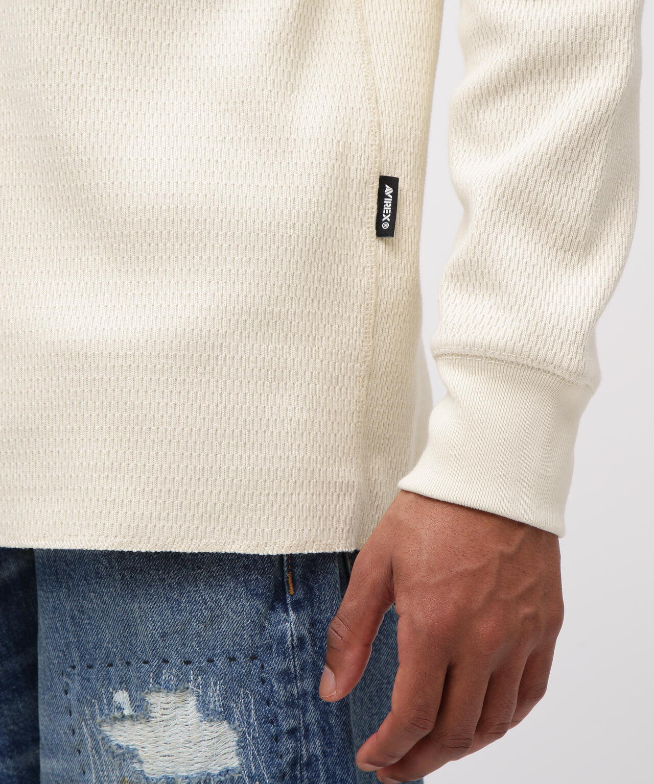 《直営店限定》HONEYCOMB WAFFLE HENRY NECK NAVAL T-SHIRT