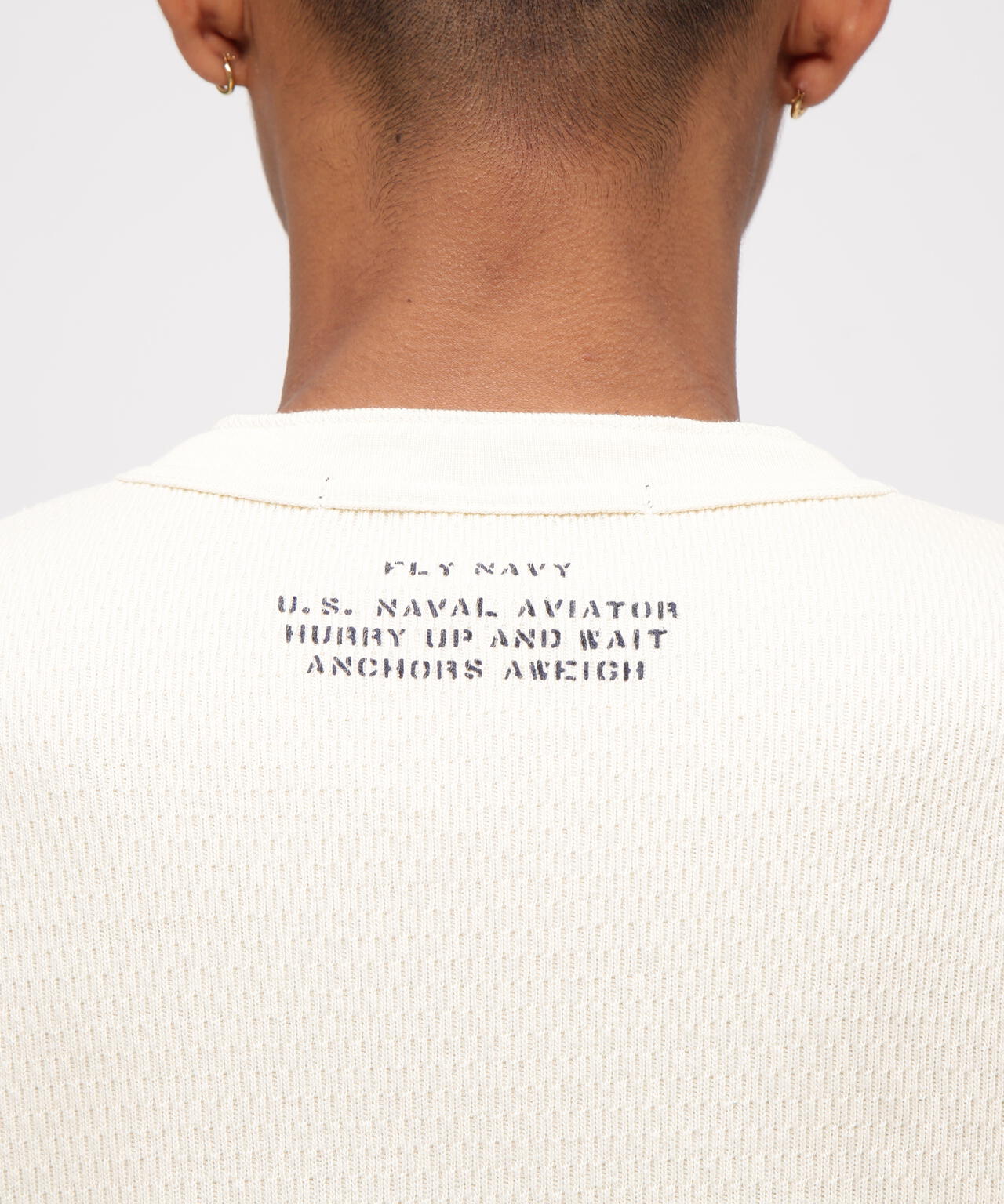 《直営店限定》HONEYCOMB WAFFLE HENRY NECK NAVAL T-SHIRT