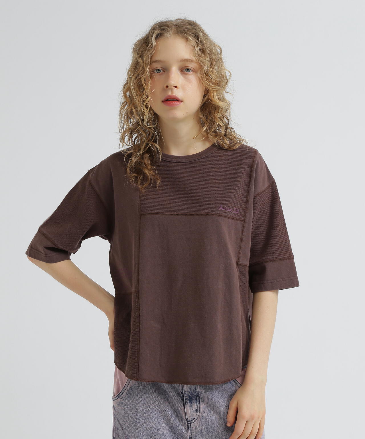 《WOMAN》3/4SLEEVE WAFFLE MIX T-SHIRT/ワッフルミックスTシャツ