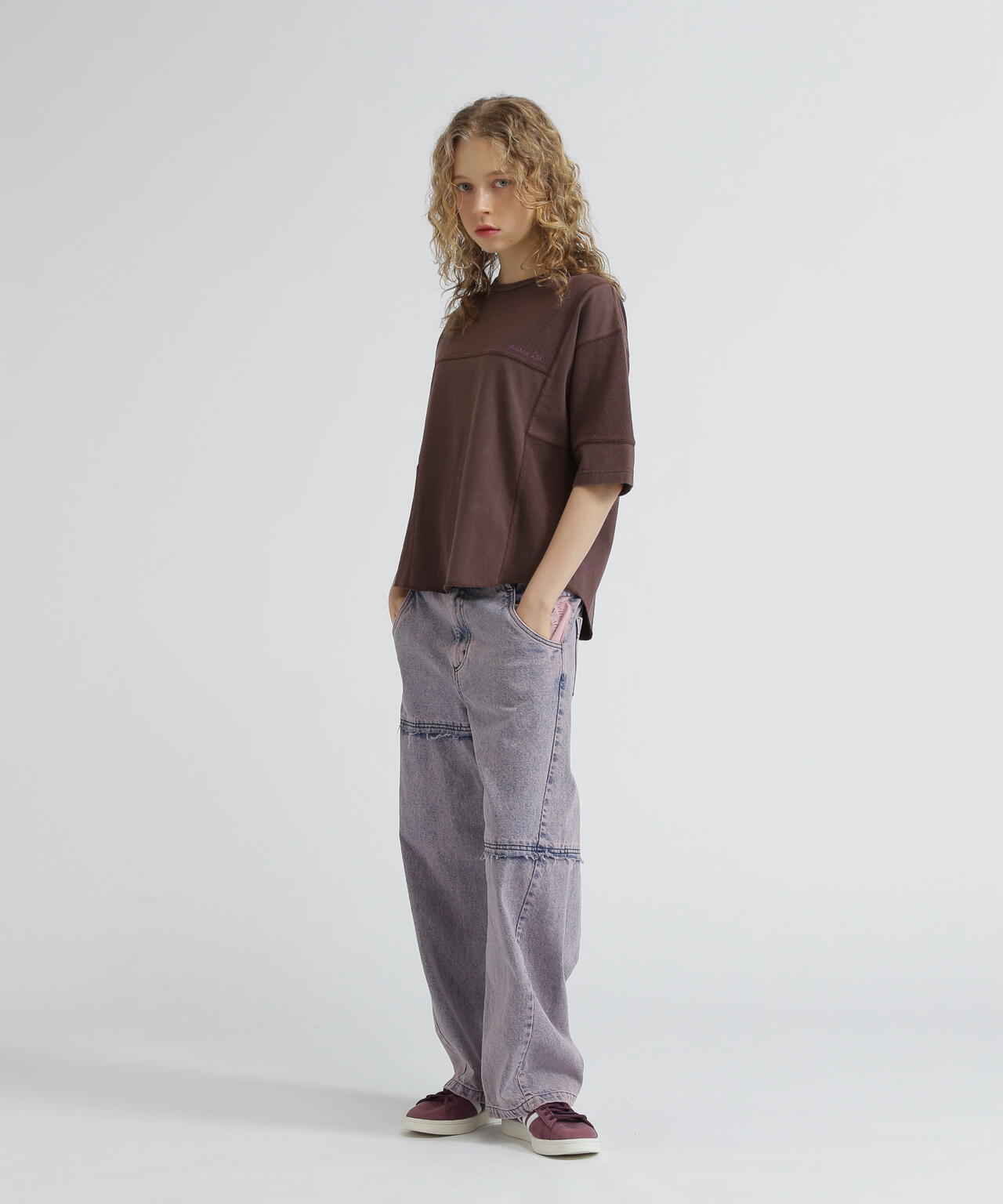 《WOMAN》3/4SLEEVE WAFFLE MIX T-SHIRT/ワッフルミックスTシャツ