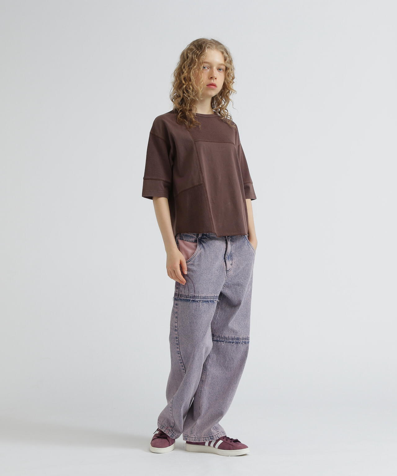 《WOMAN》3/4SLEEVE WAFFLE MIX T-SHIRT/ワッフルミックスTシャツ