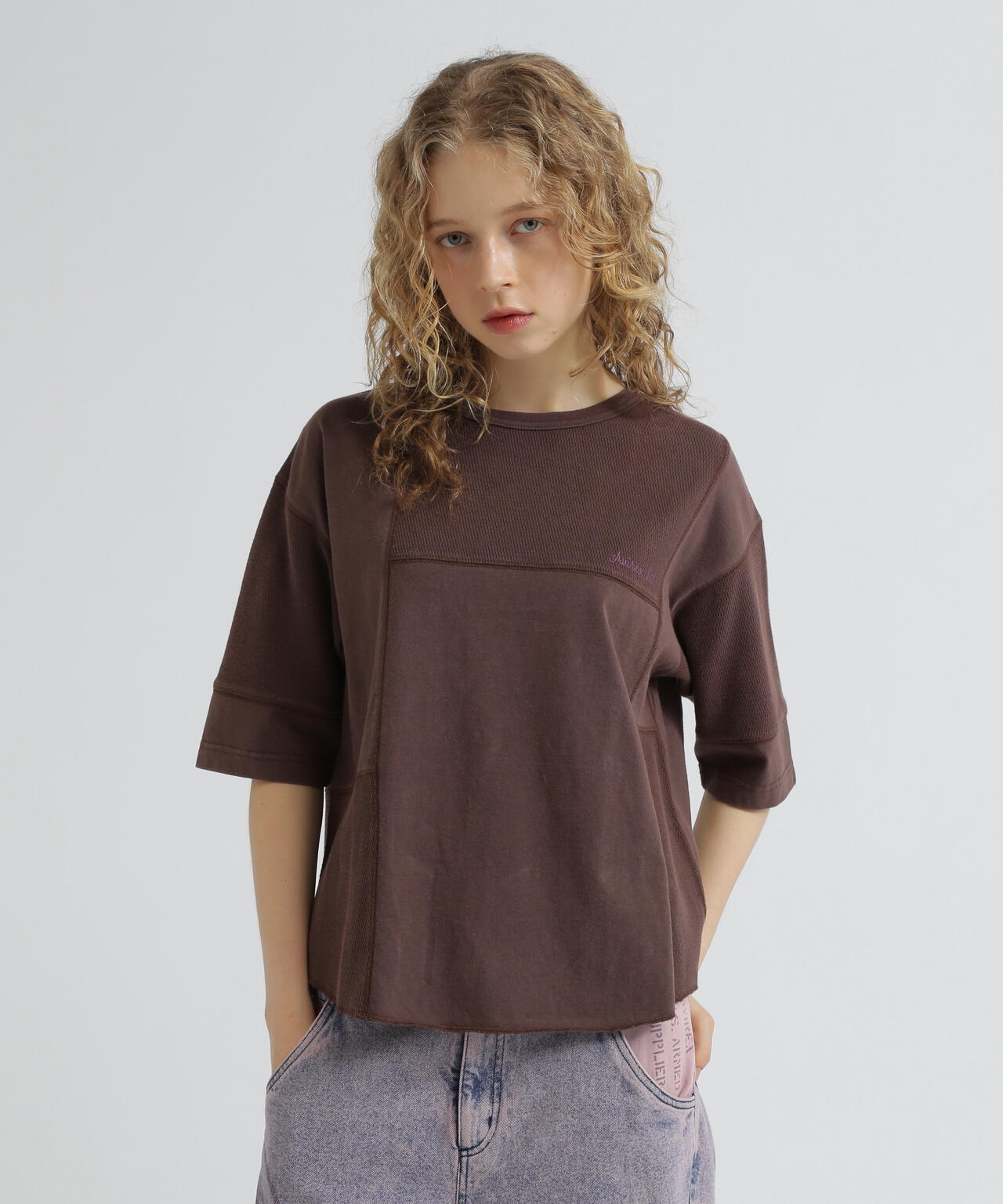 《WOMAN》3/4SLEEVE WAFFLE MIX T-SHIRT/ワッフルミックスTシャツ