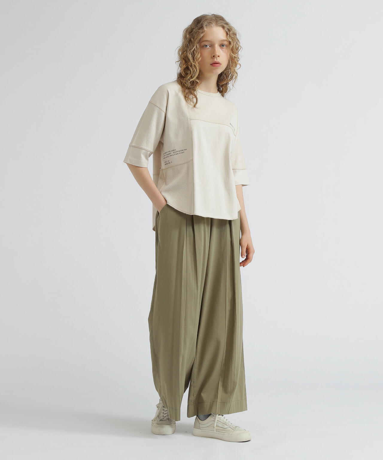 《WOMAN》3/4SLEEVE WAFFLE MIX T-SHIRT/ワッフルミックスTシャツ