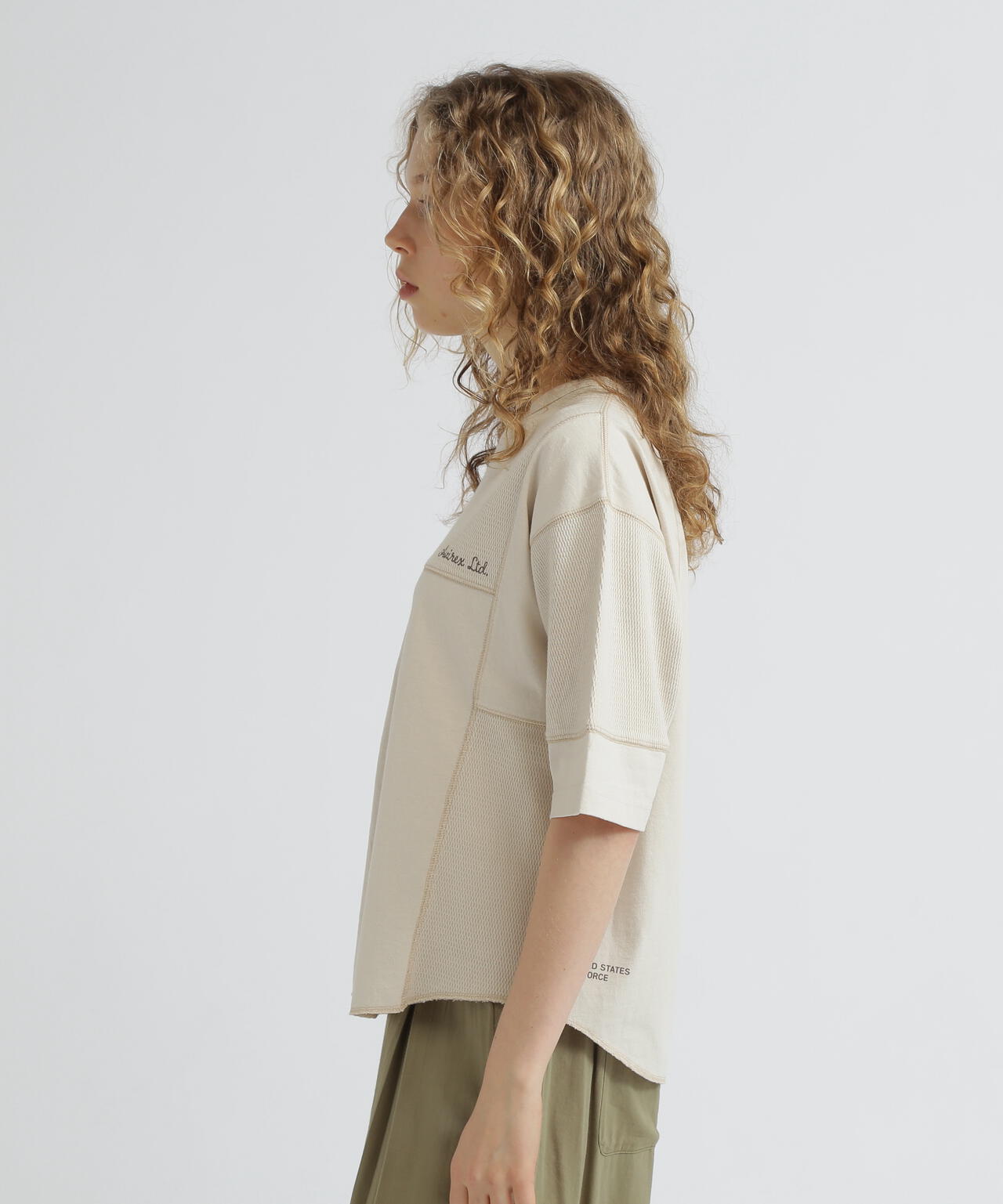 《WOMAN》3/4SLEEVE WAFFLE MIX T-SHIRT/ワッフルミックスTシャツ