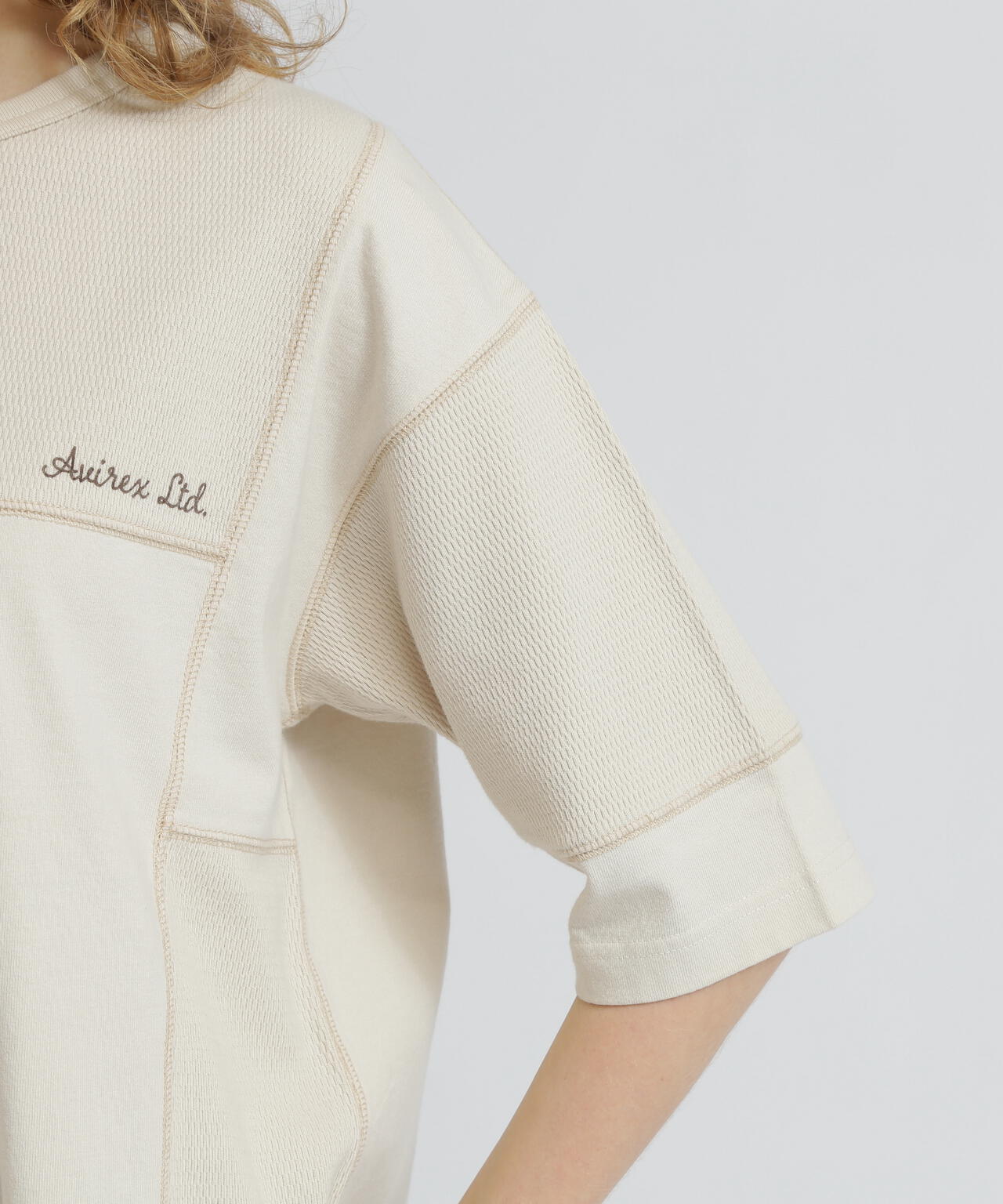 《WOMAN》3/4SLEEVE WAFFLE MIX T-SHIRT/ワッフルミックスTシャツ