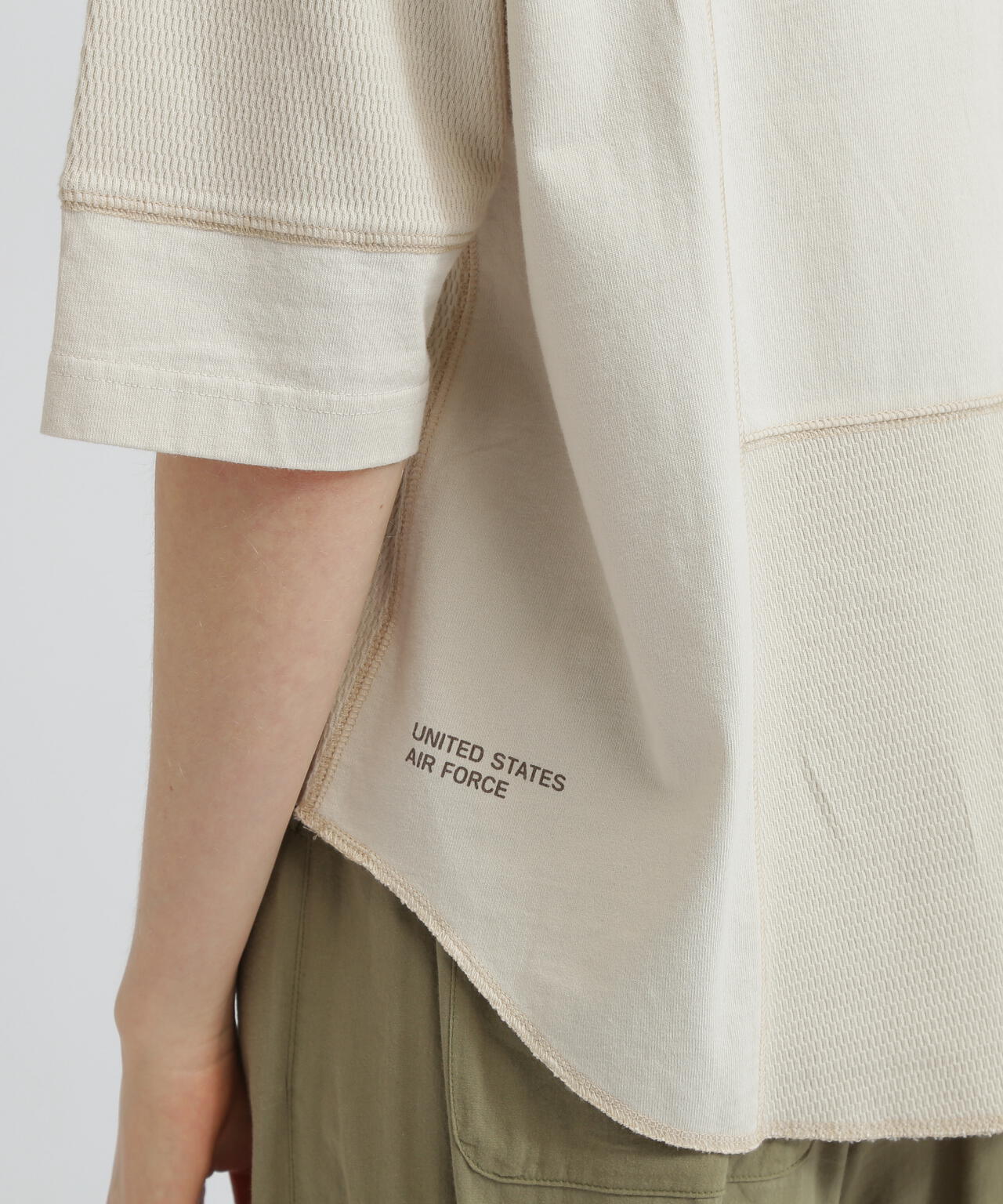 《WOMAN》3/4SLEEVE WAFFLE MIX T-SHIRT/ワッフルミックスTシャツ