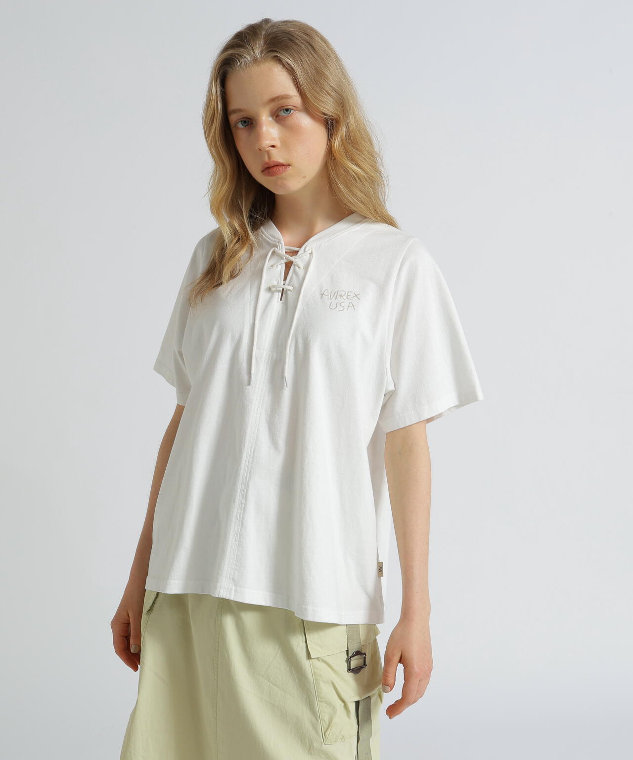 《WOMAN》HALF SLEEVE BACK LAYERED GRAPHIC T-SHIRT