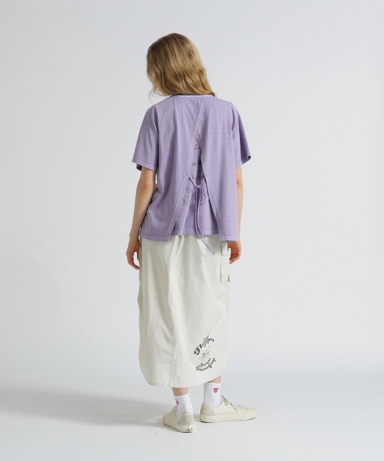 《WOMAN》HALF SLEEVE BACK LAYERED GRAPHIC T-SHIRT