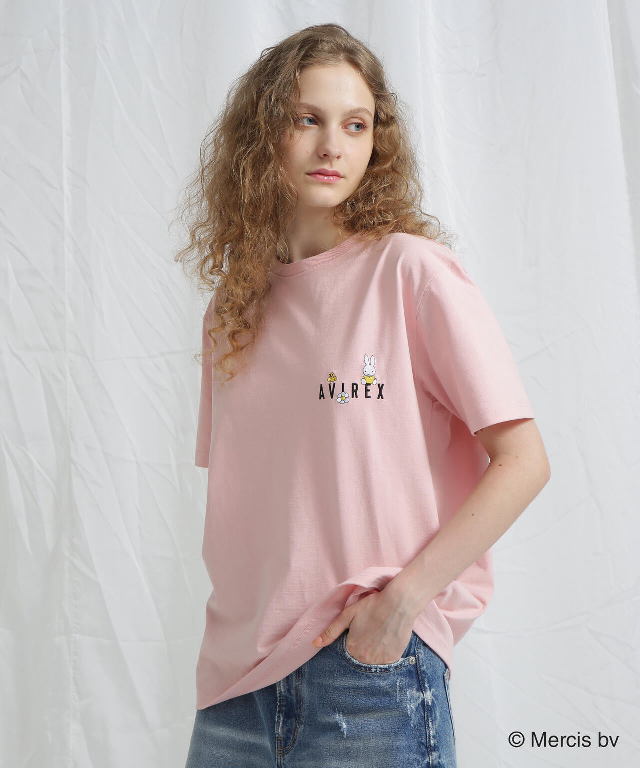 《AVIREX×miffy》WEB限定 EMBROIDERY T-SHIRT/アヴィレックス×ミッフィー 刺繍Tシャツ