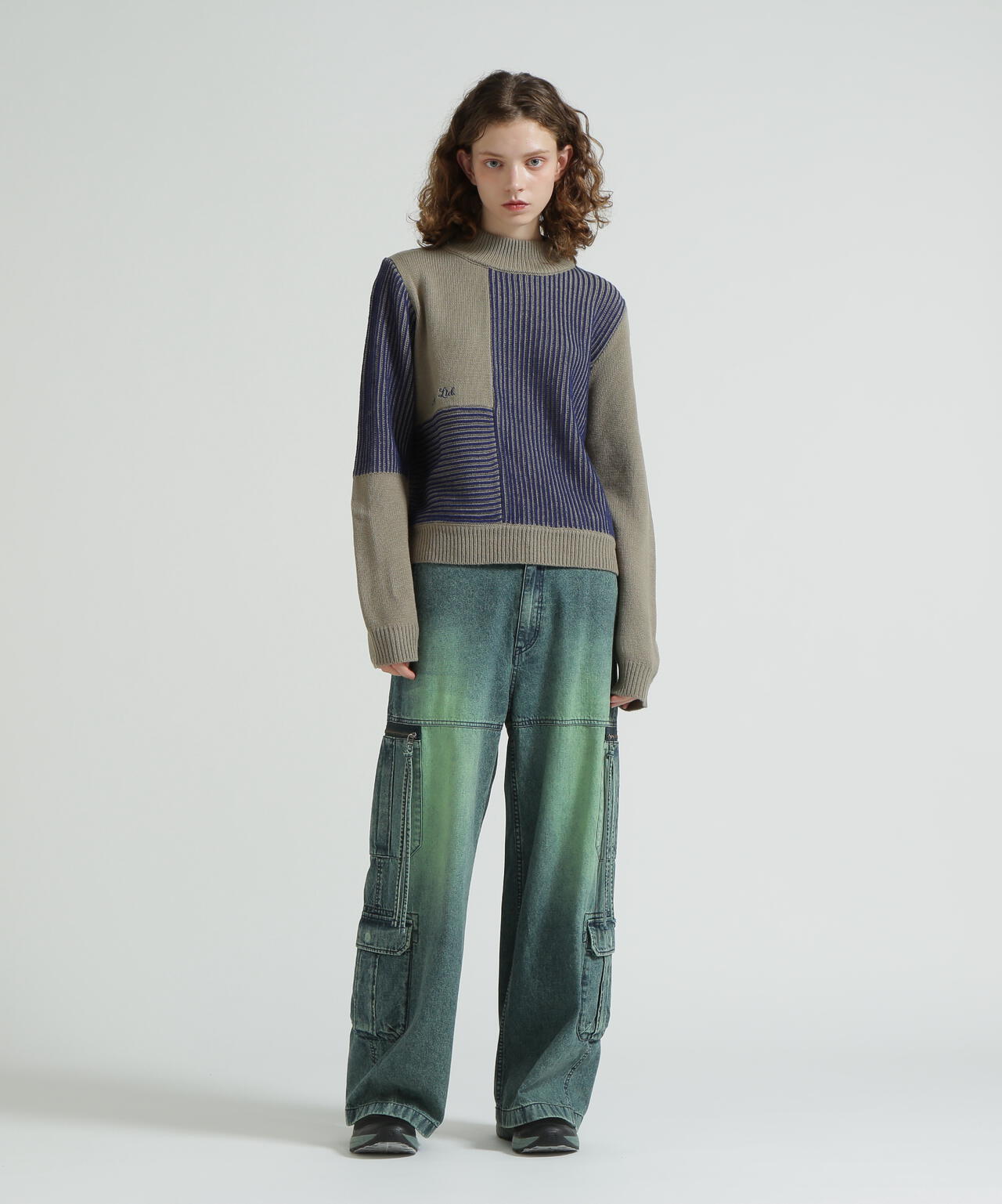 《直営店限定》MELANGE SWITCHING KINT PULLOVER/メランジニット