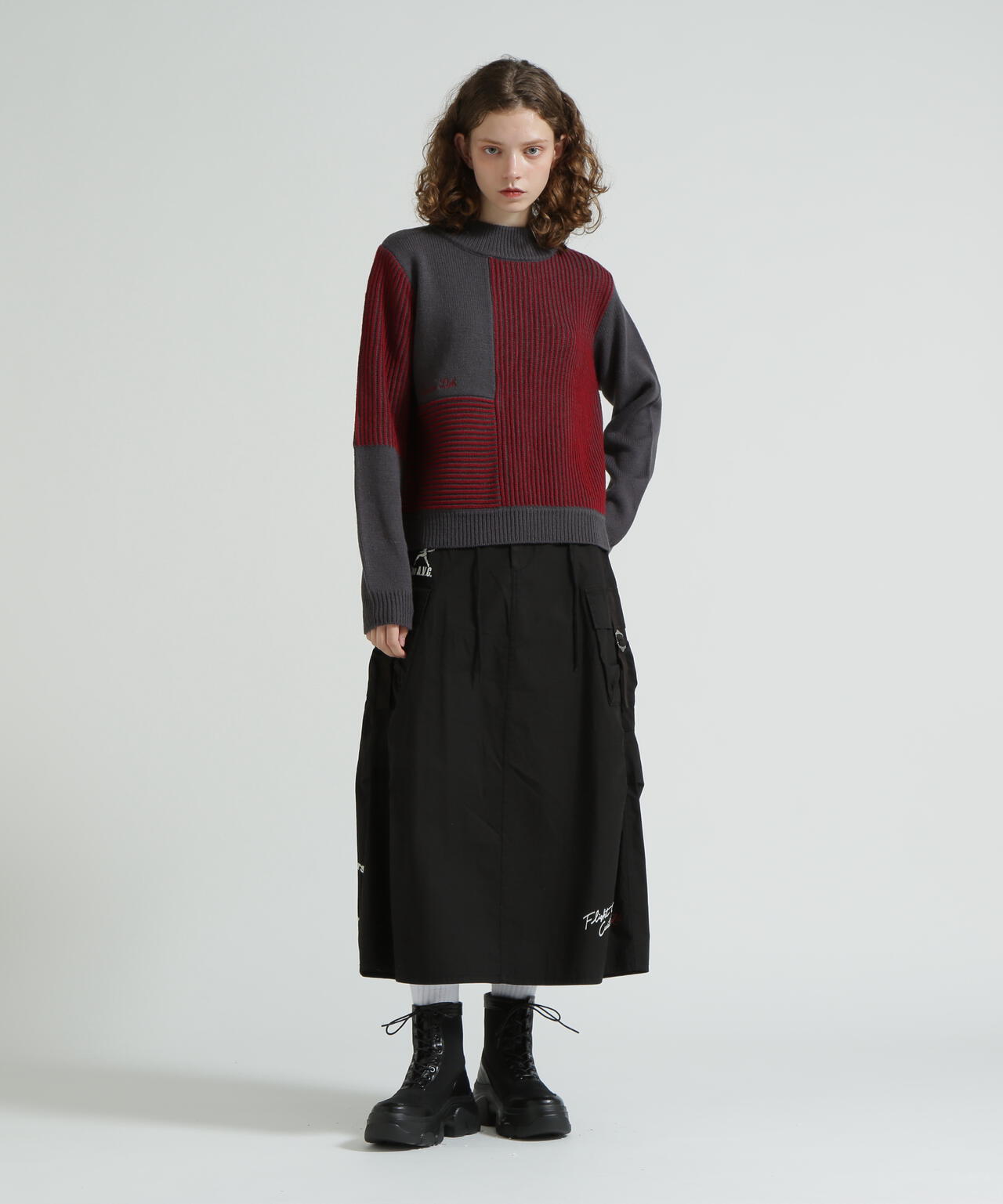 《直営店限定》MELANGE SWITCHING KINT PULLOVER/メランジニット