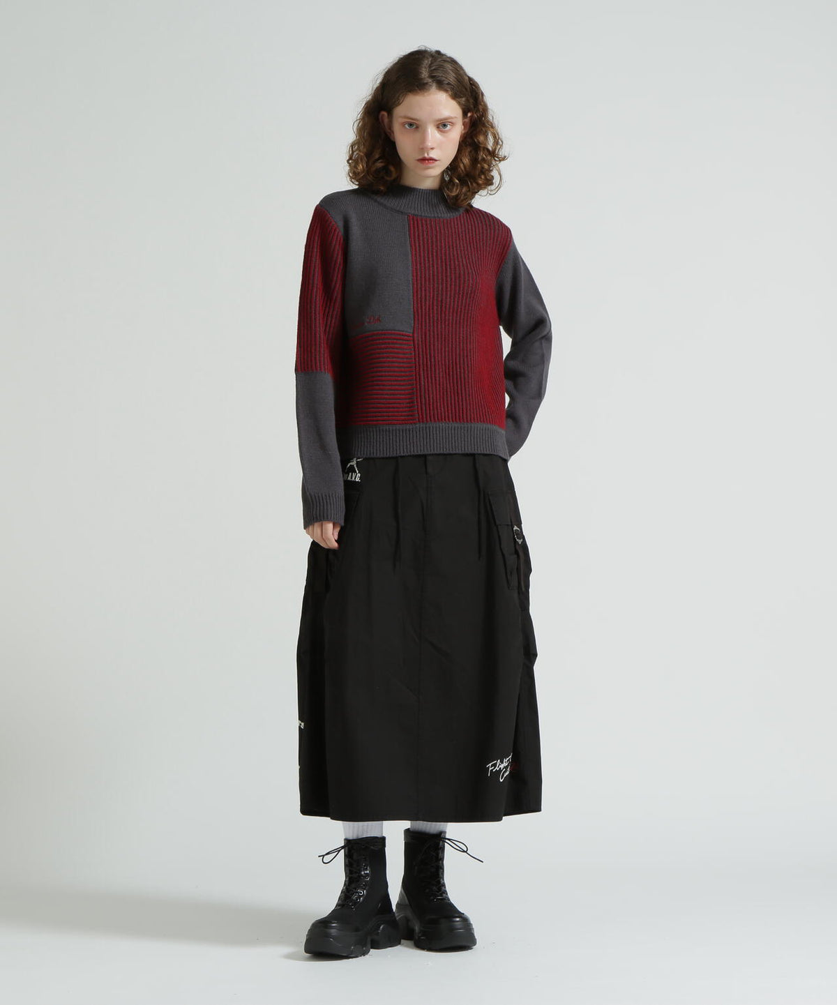 《直営店限定》MELANGE SWITCHING KINT PULLOVER/メランジニット