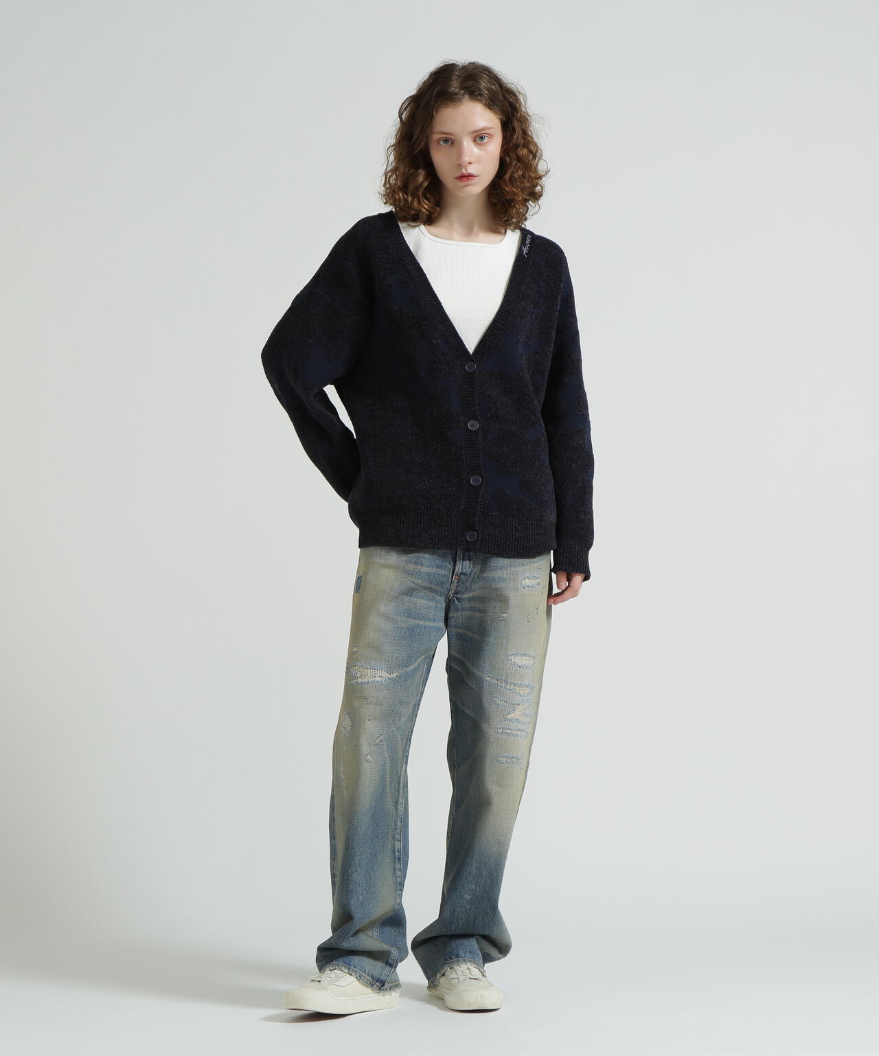 《直営店限定》BOUCLE CAMO KINT CARDIGAN