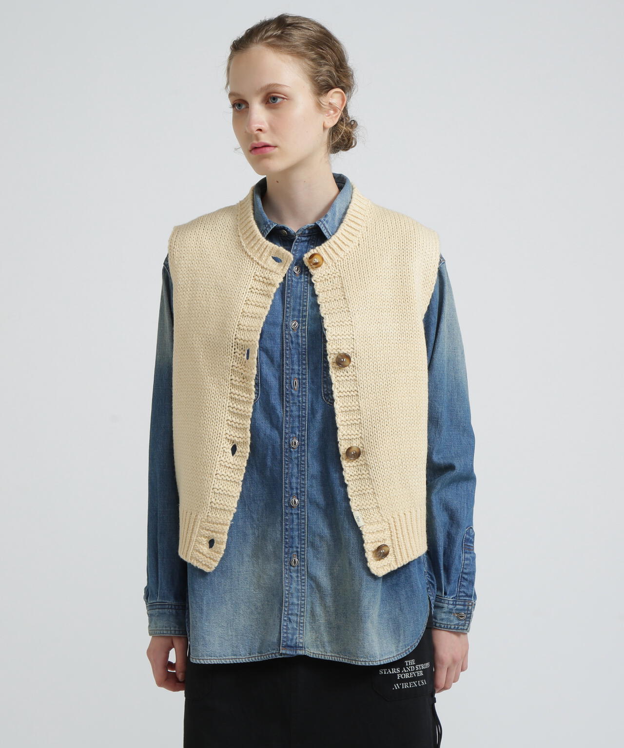 《WOMAN/直営店限定》PATTERN KINT VEST/パターンニットベスト