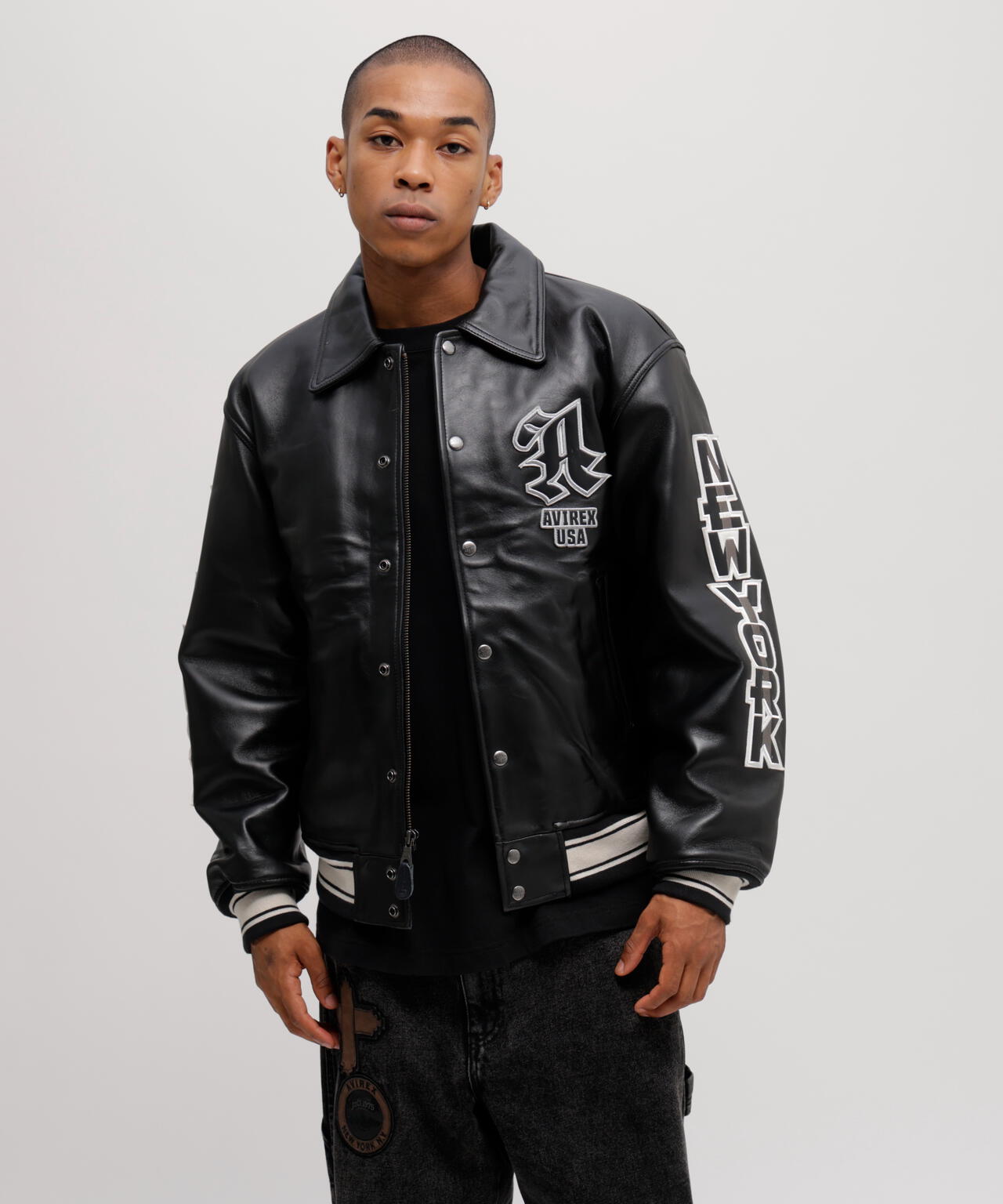 《50th Anniversary》GRAPHIC VARSITY LEATHER JACKET