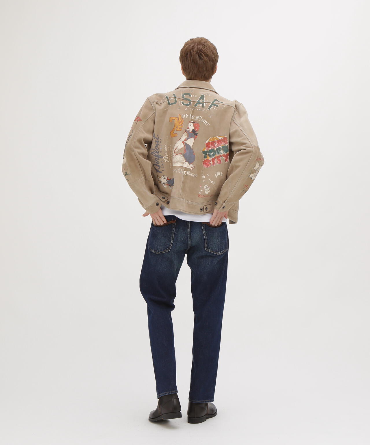 《RESTORE COLLECTION》SHEEP SUEDE TRACK JACKET ”HISTORY GRAPHIC”