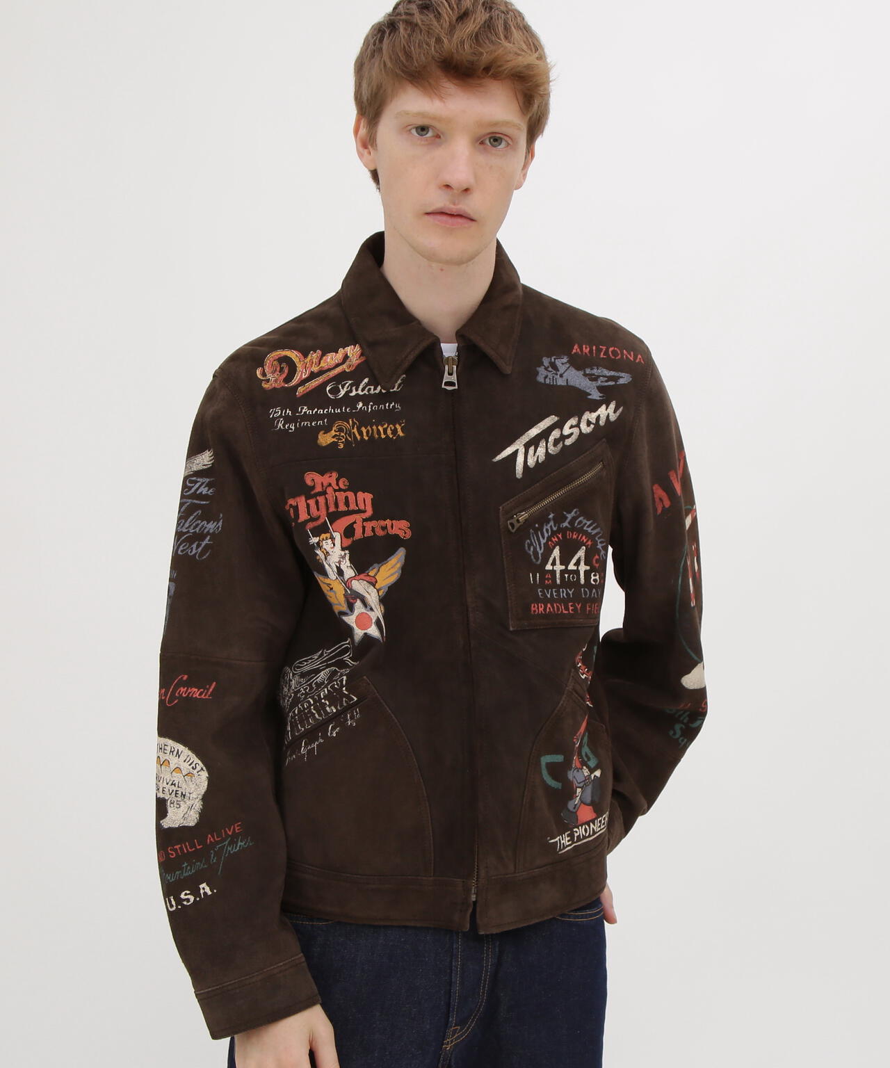 《RESTORE COLLECTION》SHEEP SUEDE TRACK JACKET ”HISTORY GRAPHIC”