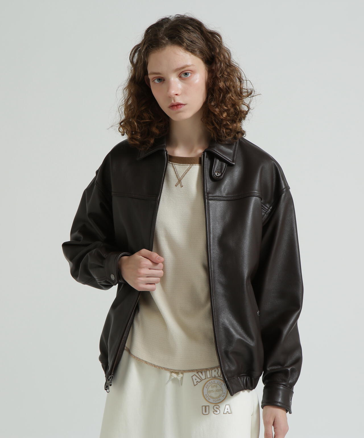 《WOMAN》GOAT VEGE SWING TOP/LEATHER JACKET