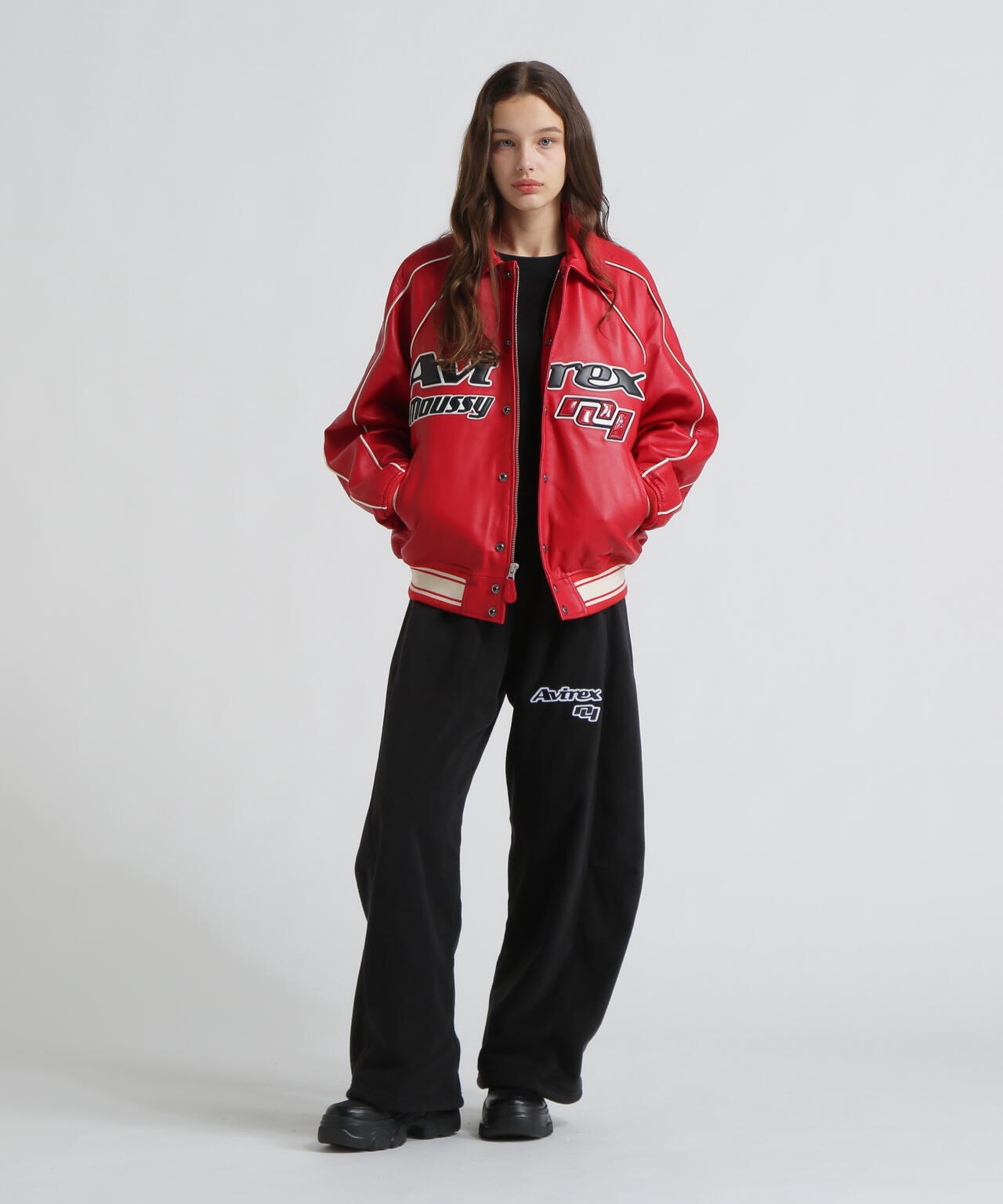 《AVIREX×MOUSSY》LEATHER VARSITY JACKET