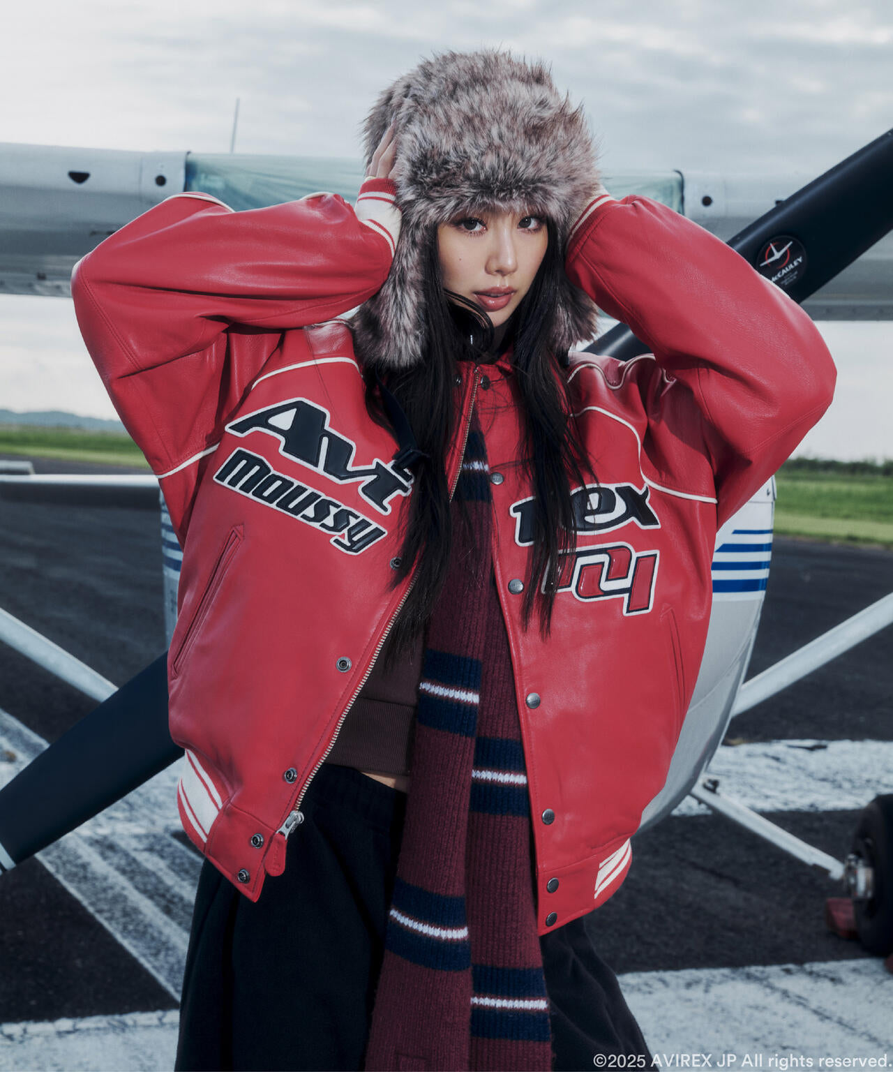 《AVIREX×MOUSSY》LEATHER VARSITY JACKET